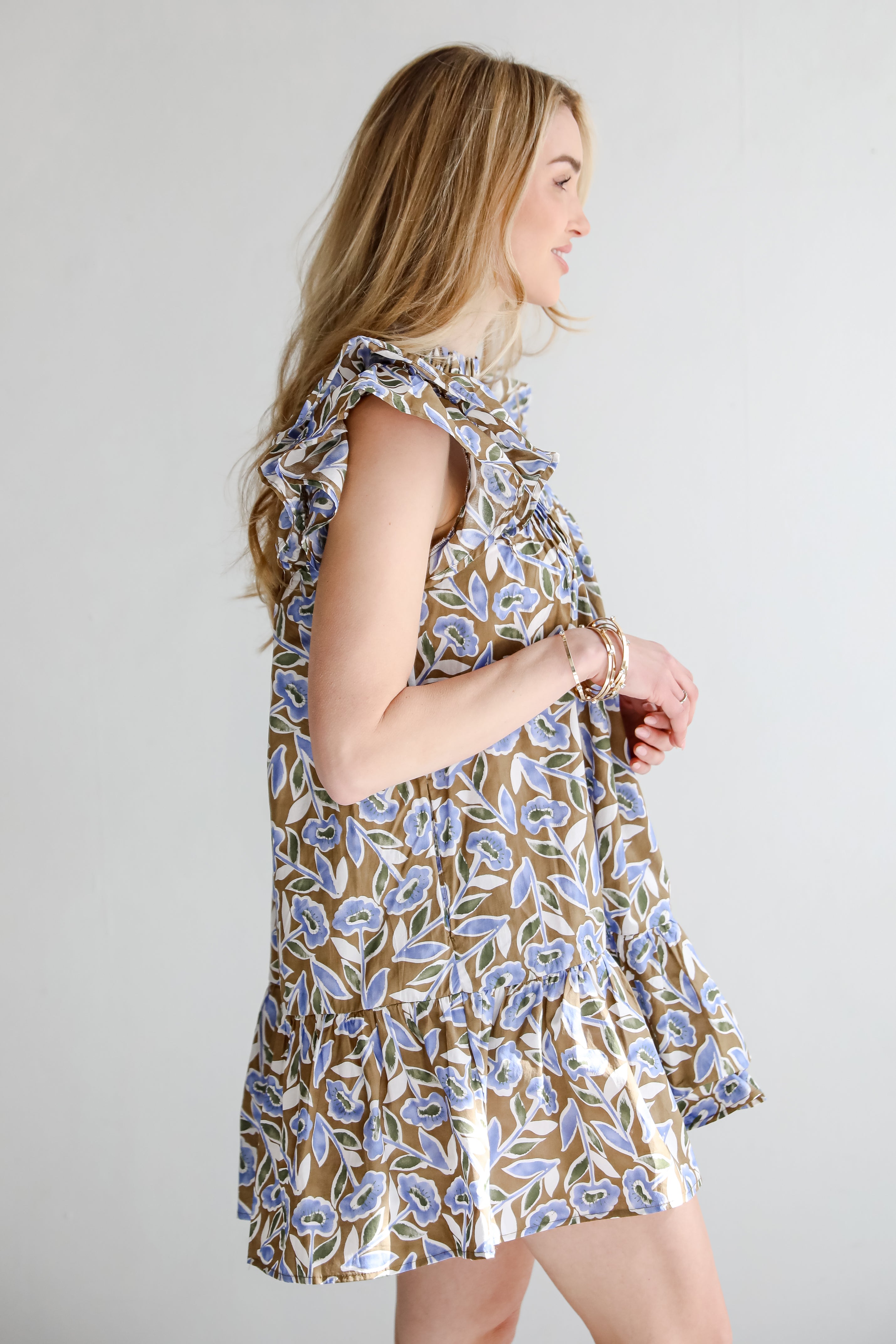 Garden Romance Blue Floral Mini Dress