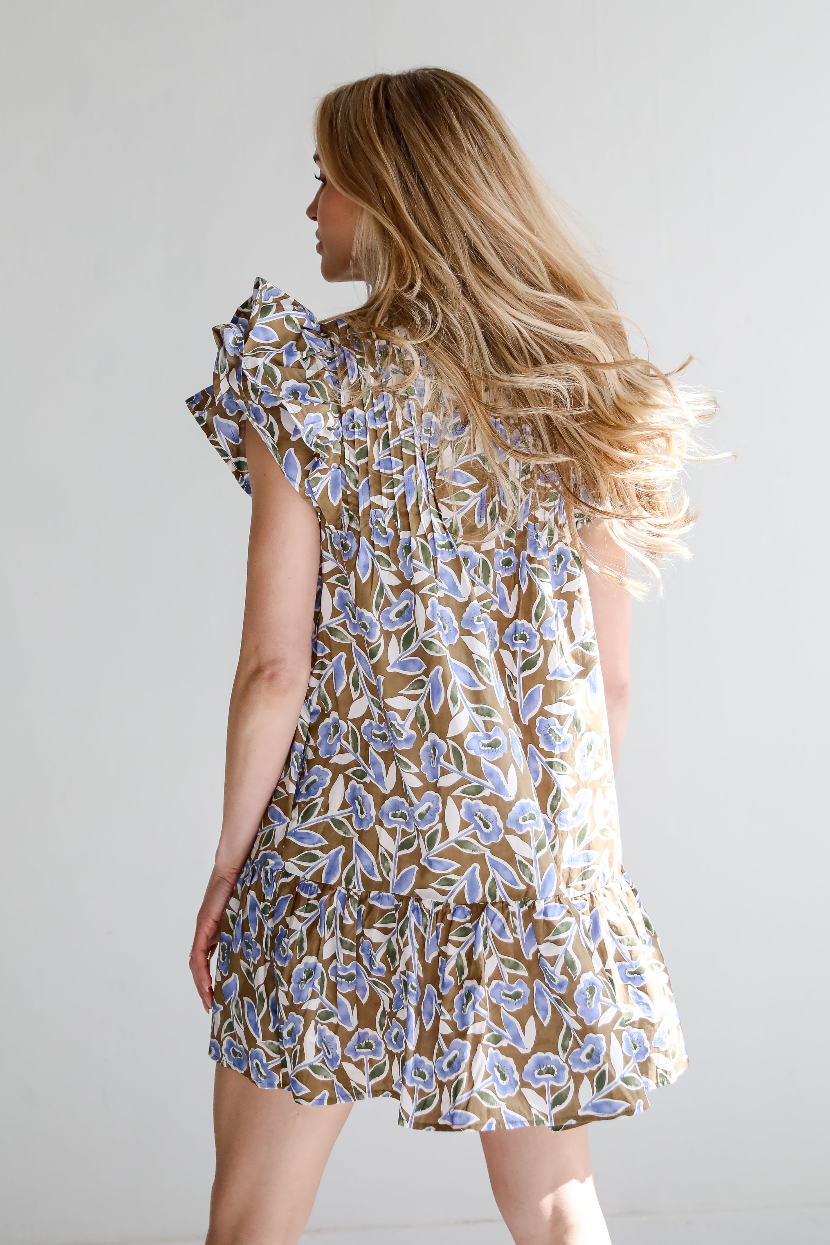 Garden Romance Blue Floral Mini Dress