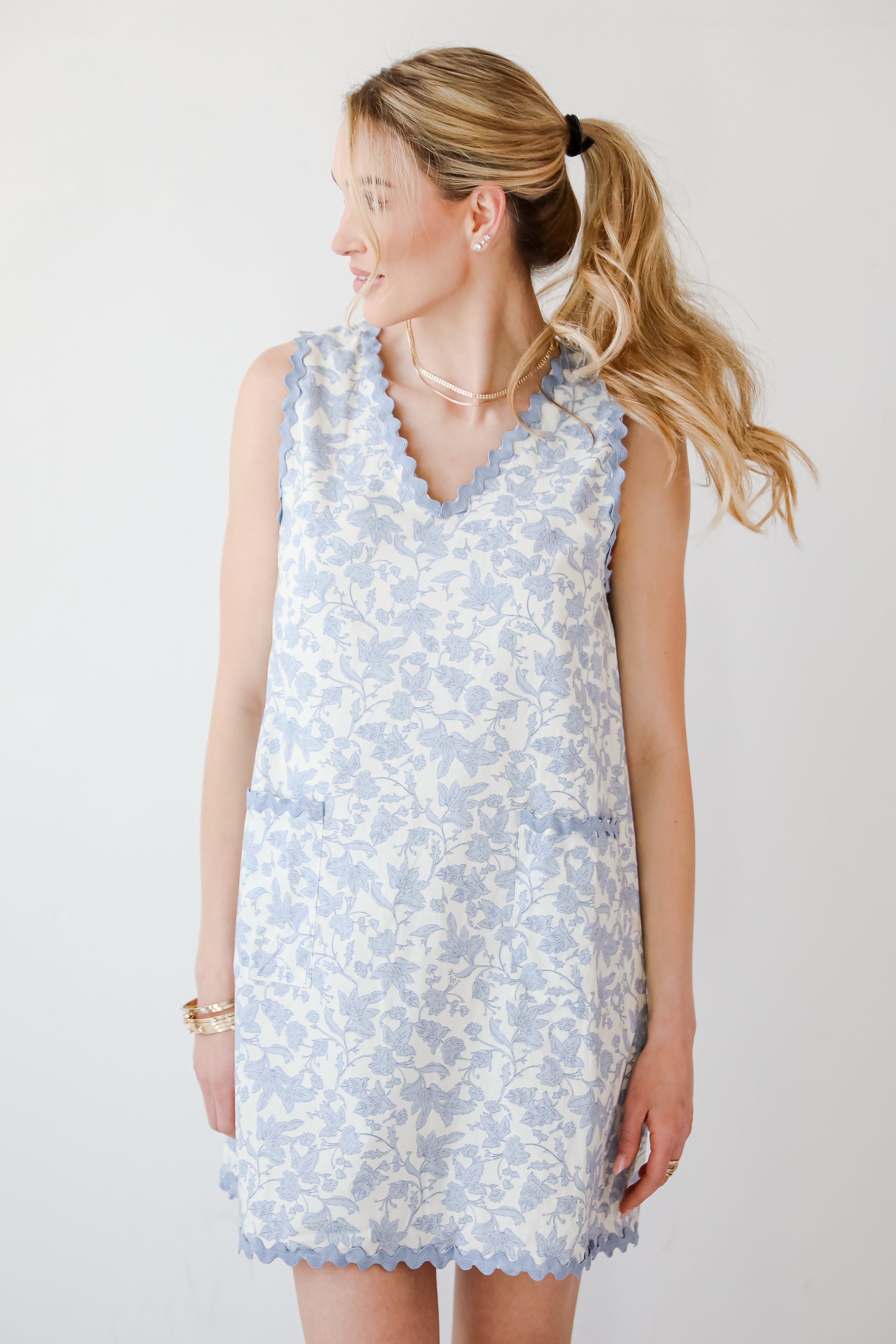 All For You Blue Floral Mini Dress