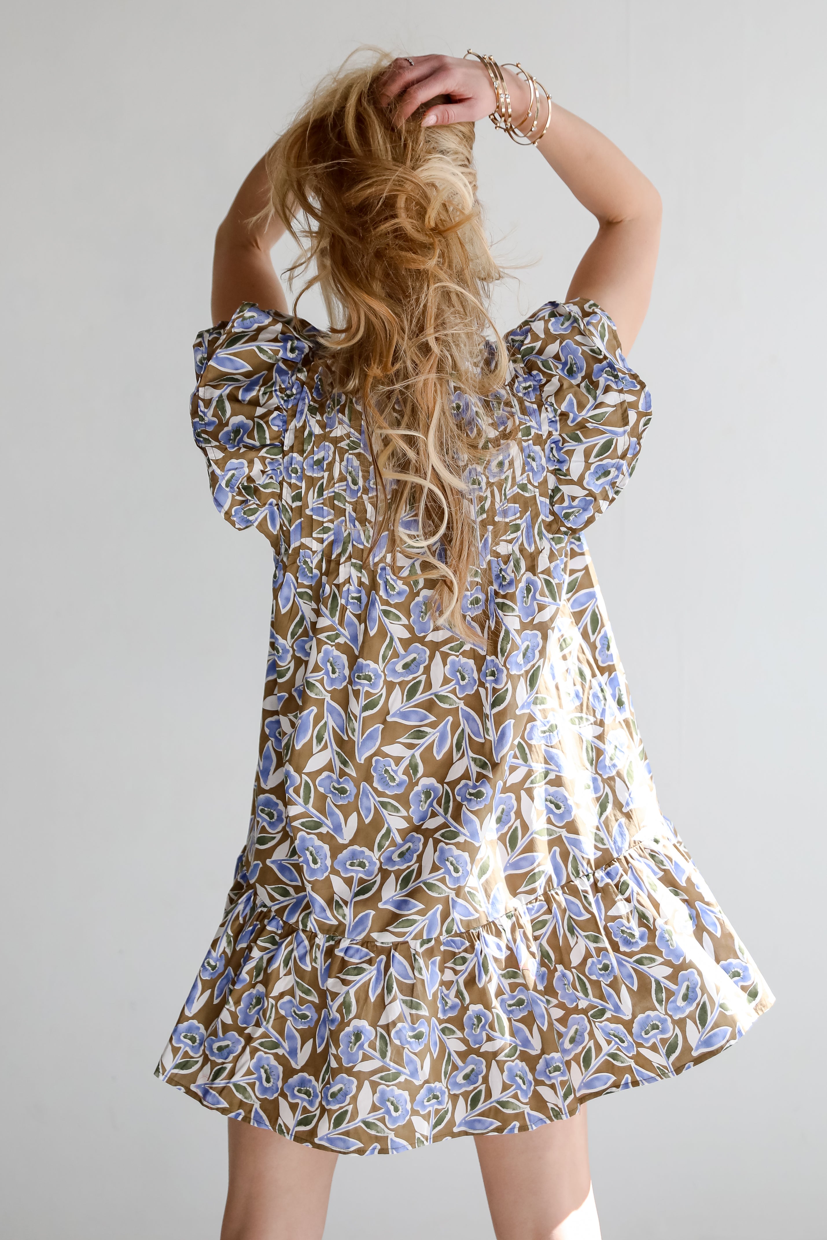 Garden Romance Blue Floral Mini Dress