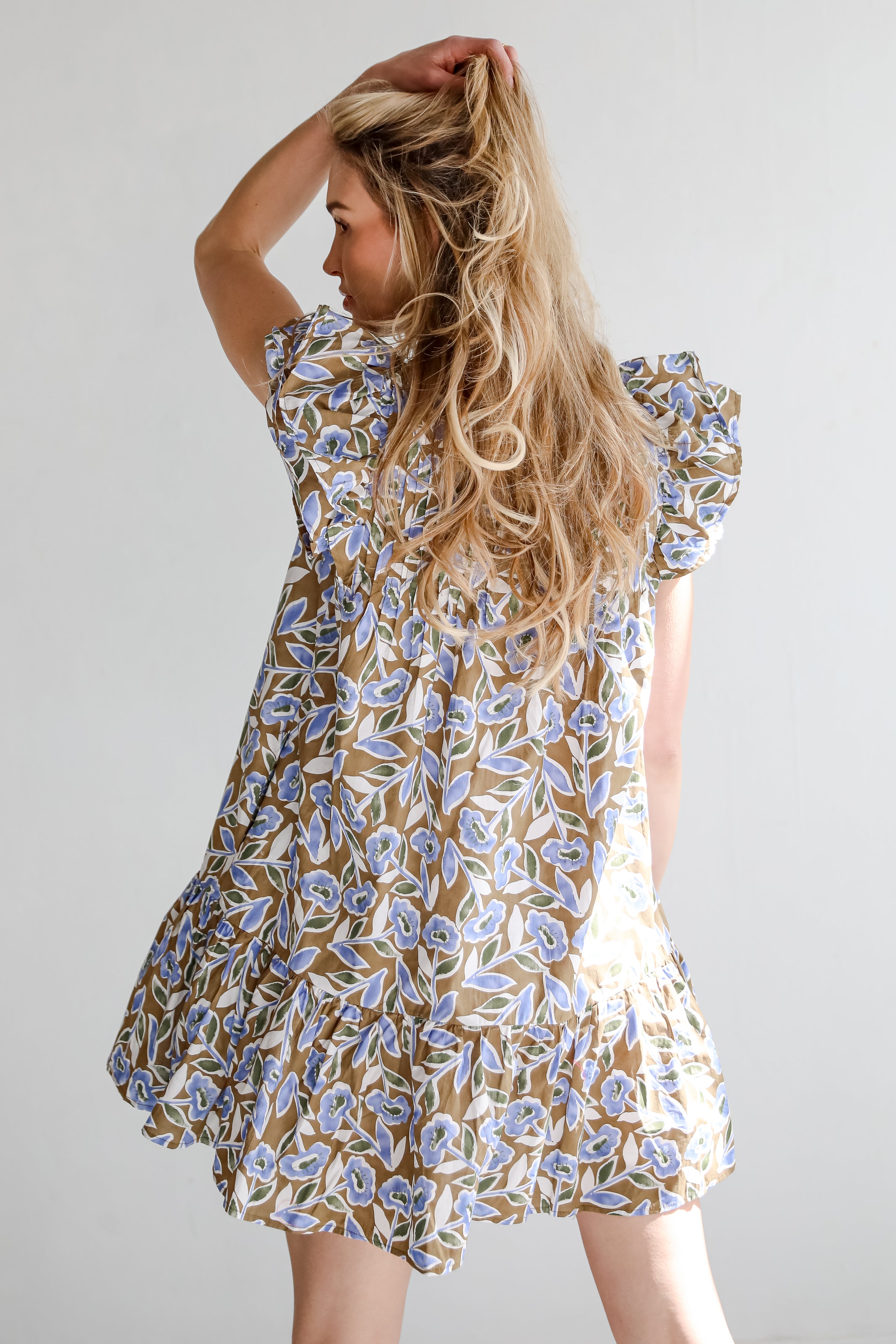 Garden Romance Blue Floral Mini Dress