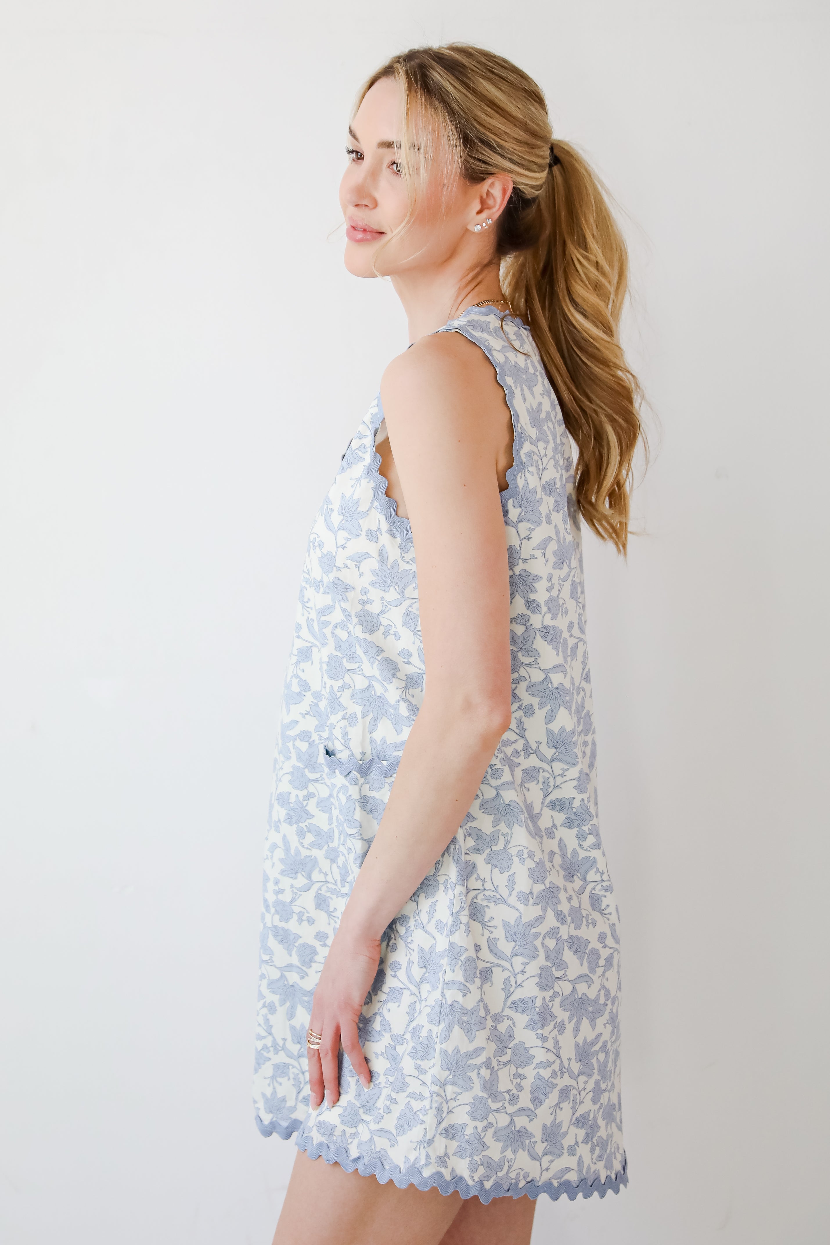 All For You Blue Floral Mini Dress