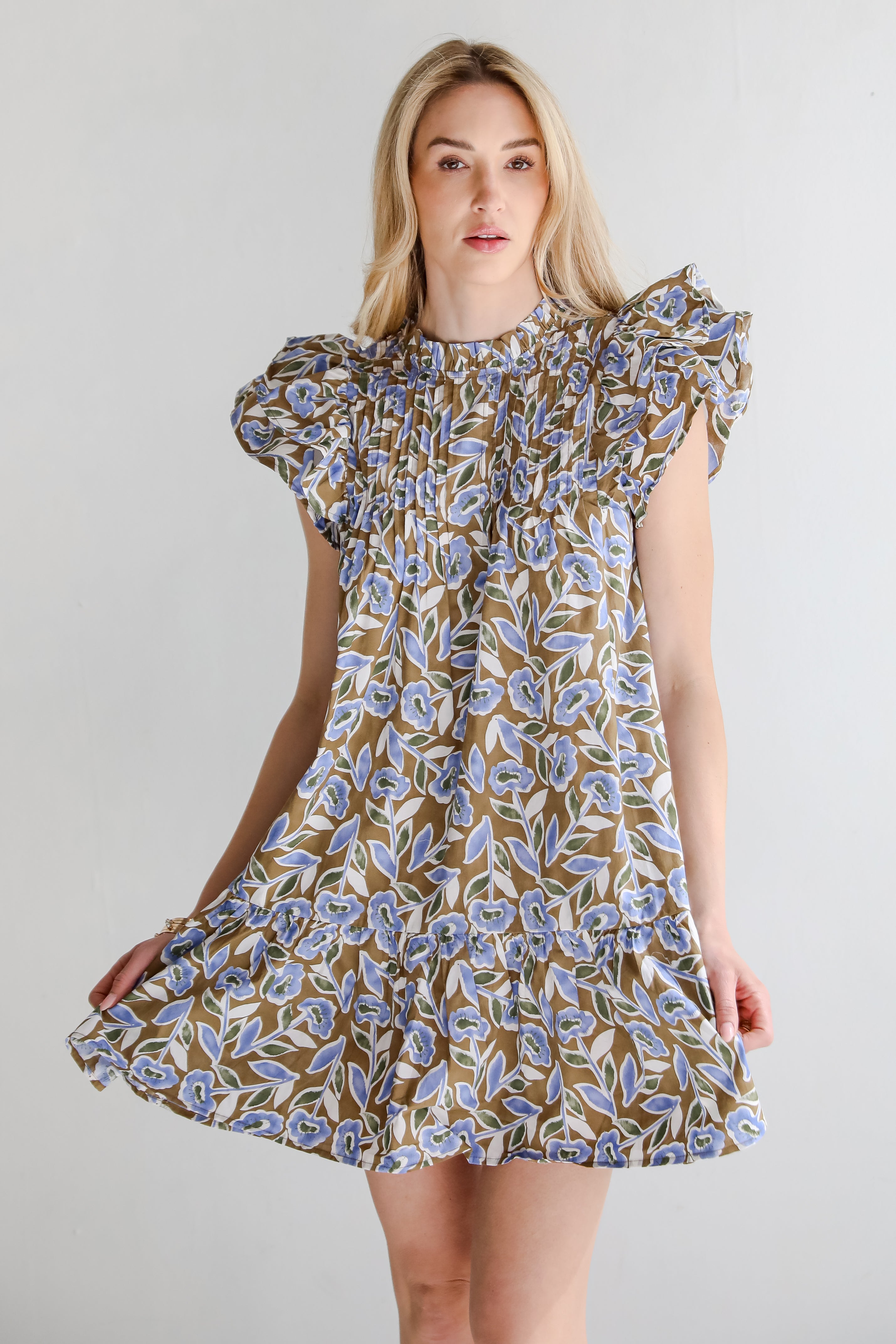 Garden Romance Blue Floral Mini Dress