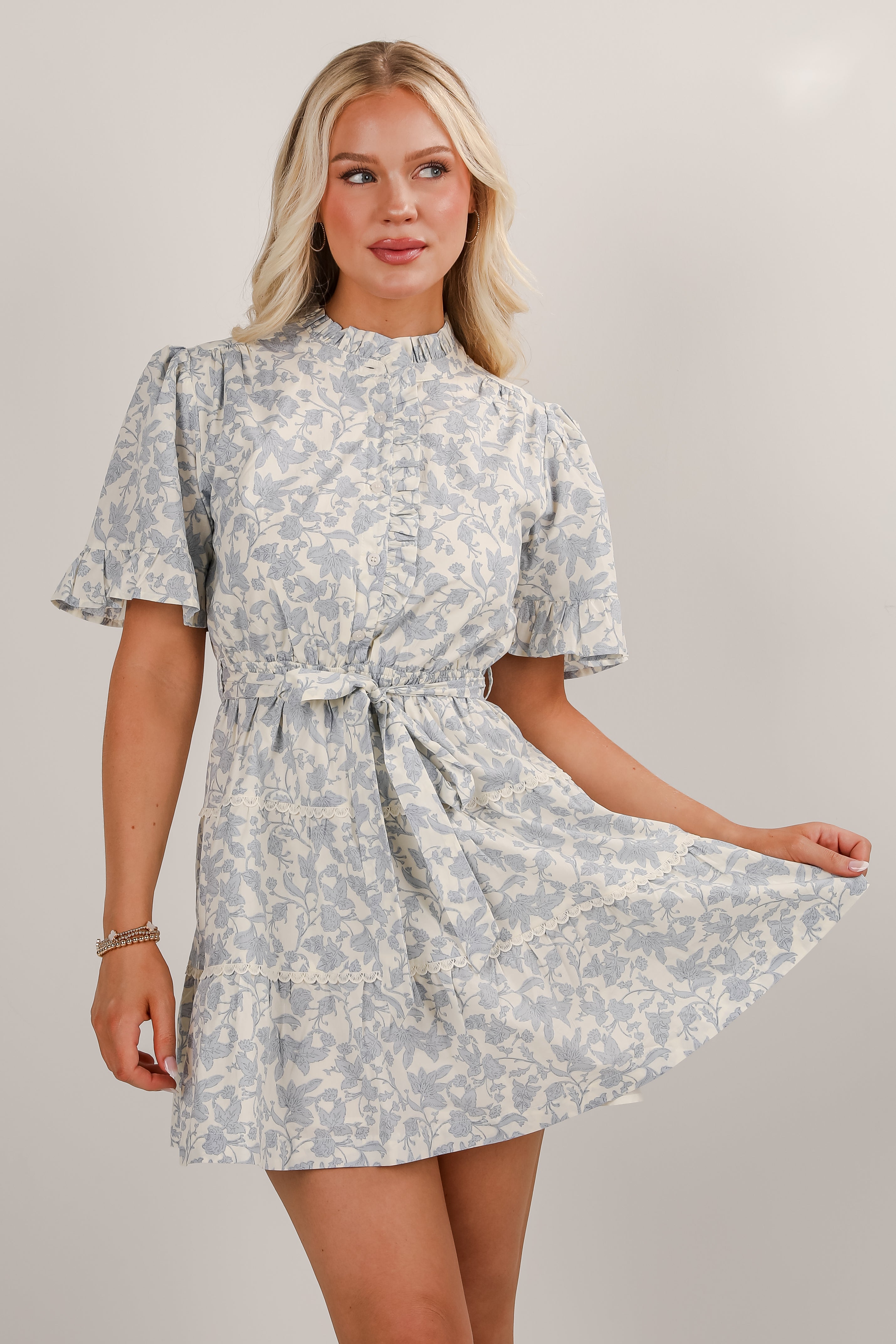 Bright Side Blue Floral Mini Dress