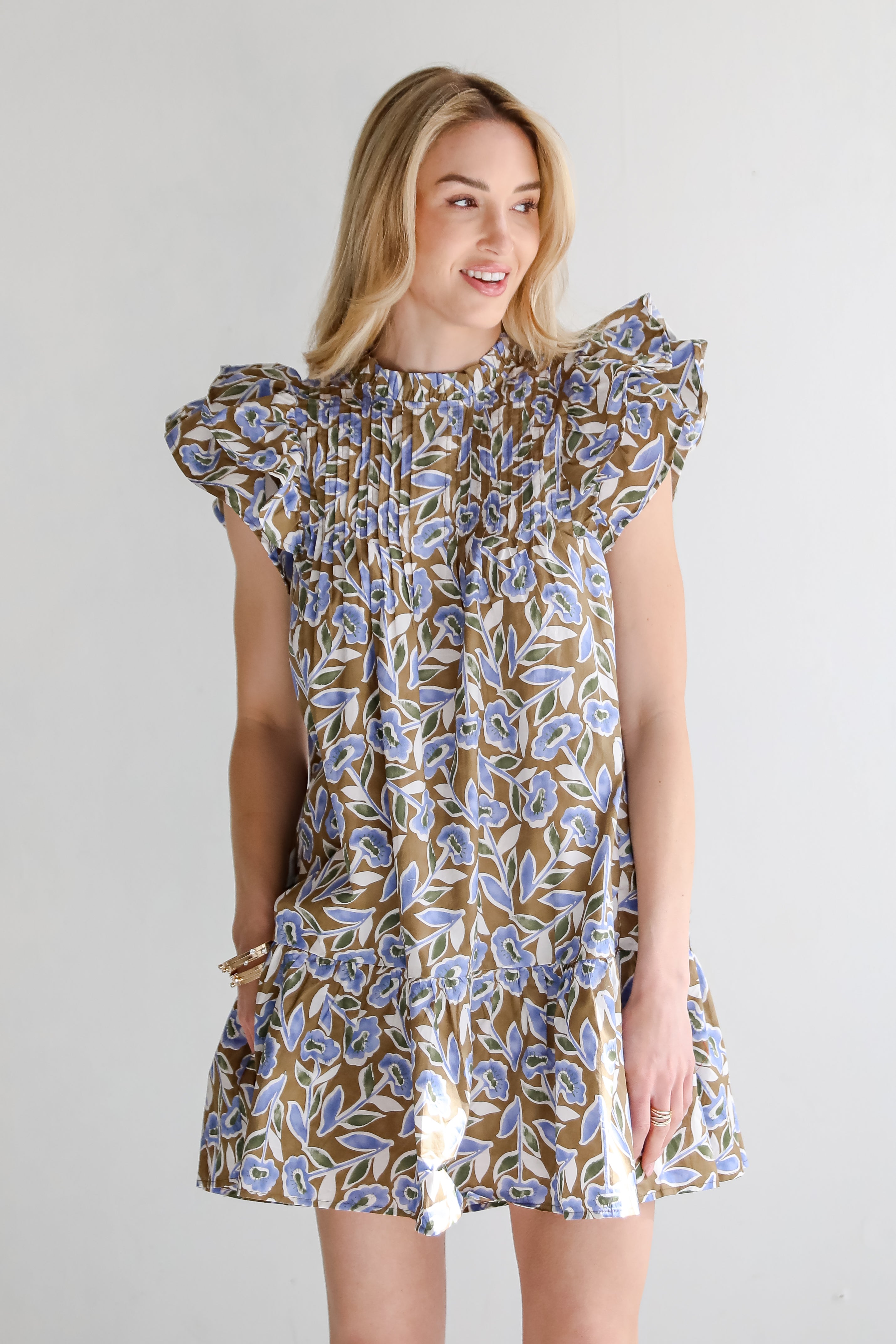 Garden Romance Blue Floral Mini Dress