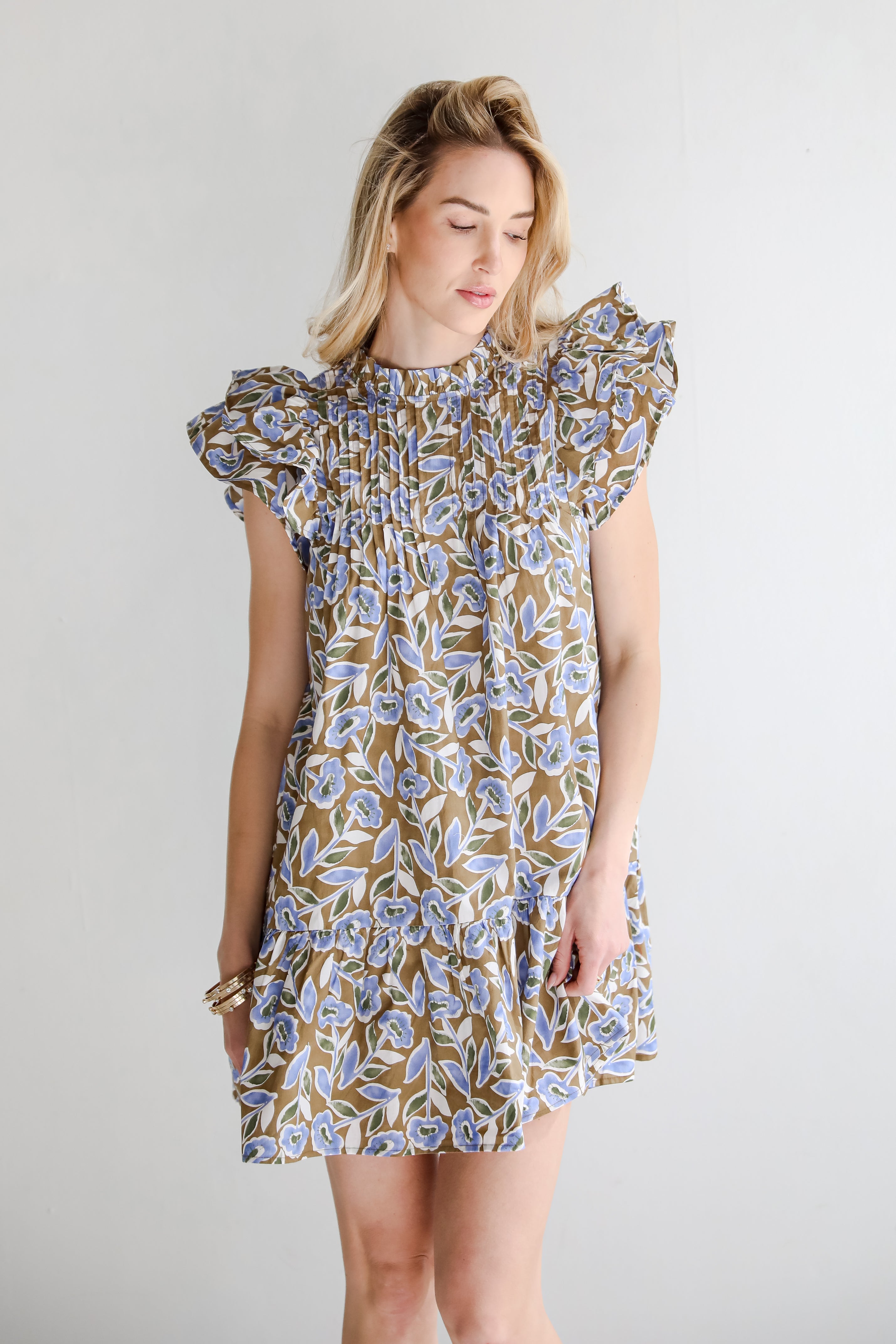 Garden Romance Blue Floral Mini Dress