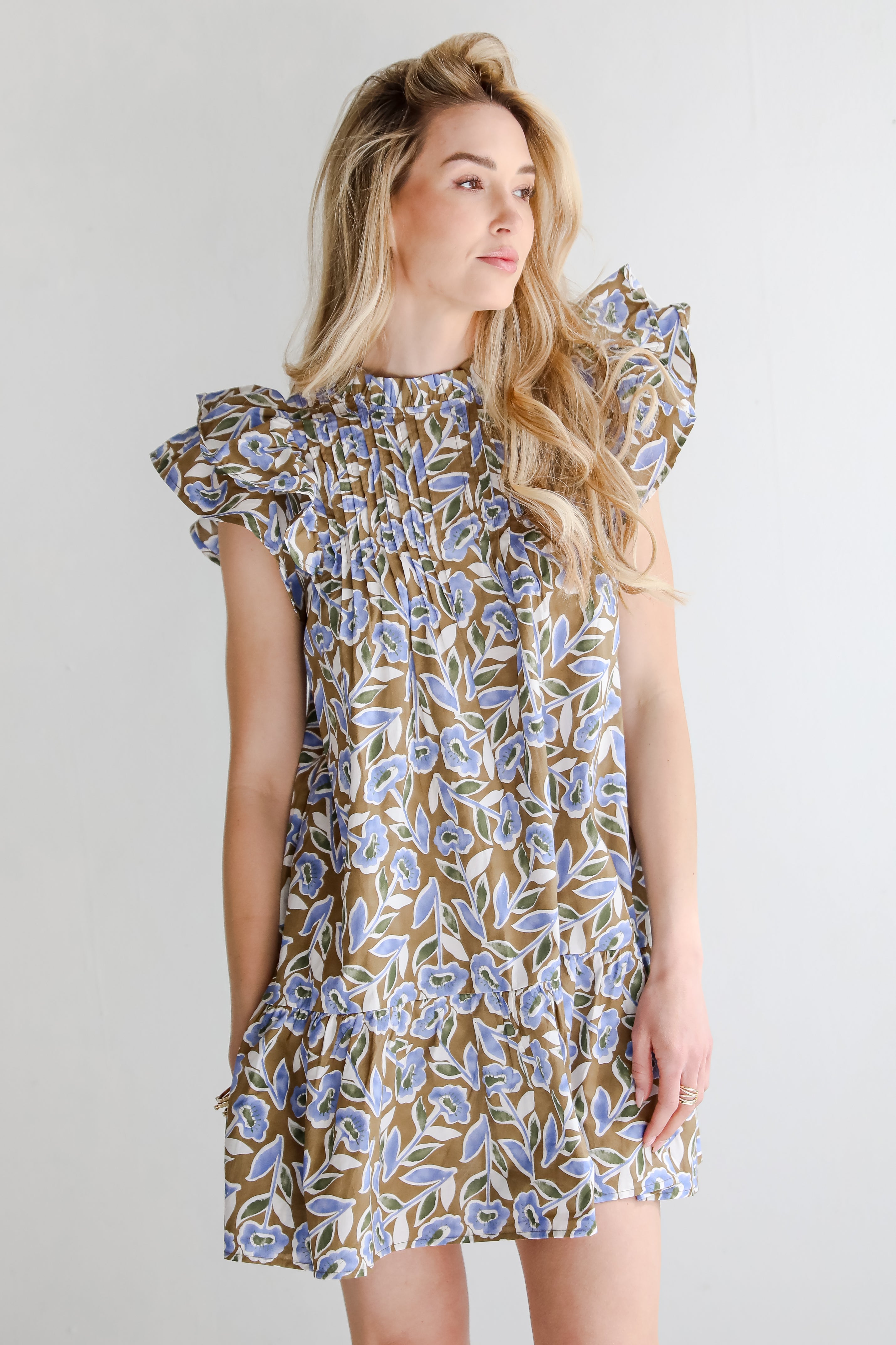 Garden Romance Blue Floral Mini Dress