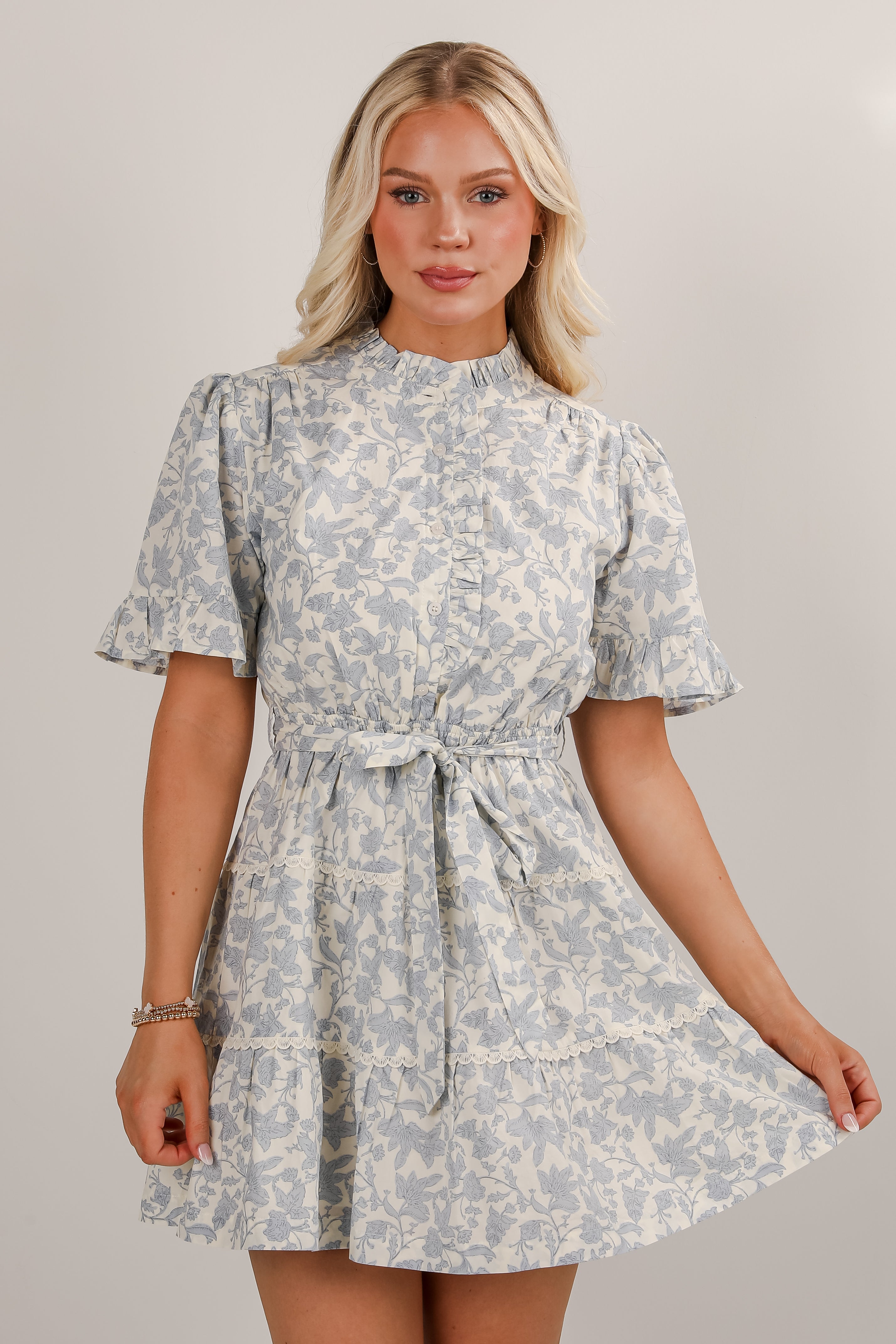 Bright Side Blue Floral Mini Dress