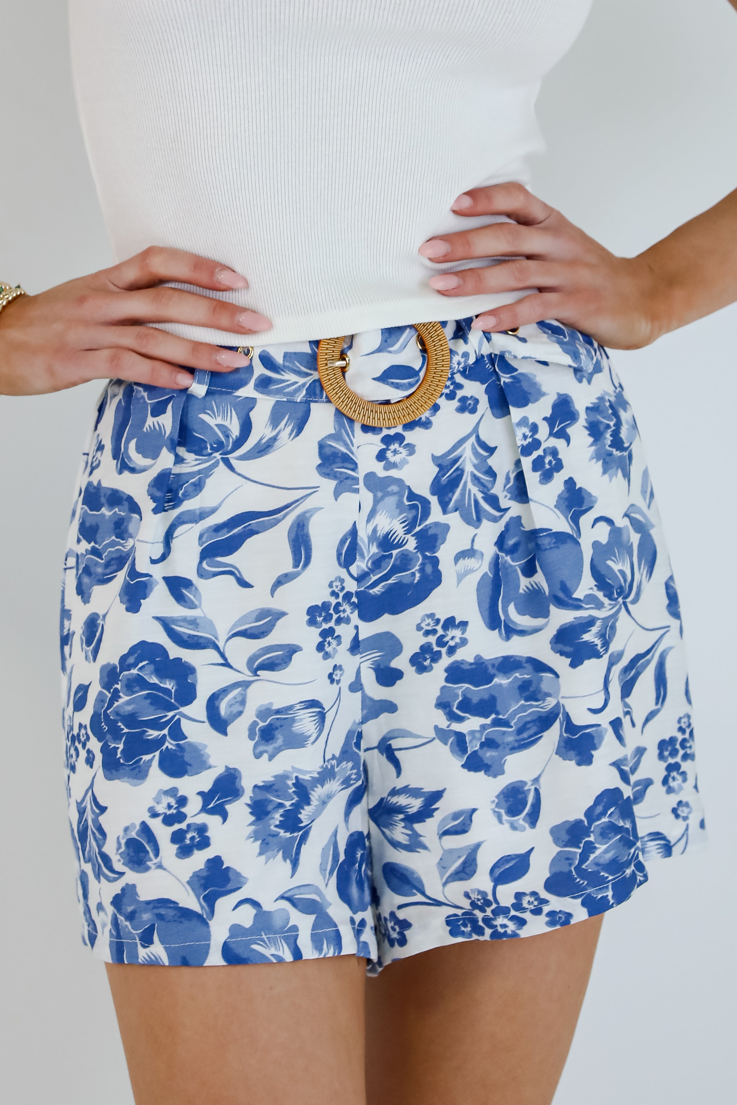 Decidedly Summery Blue Floral Shorts