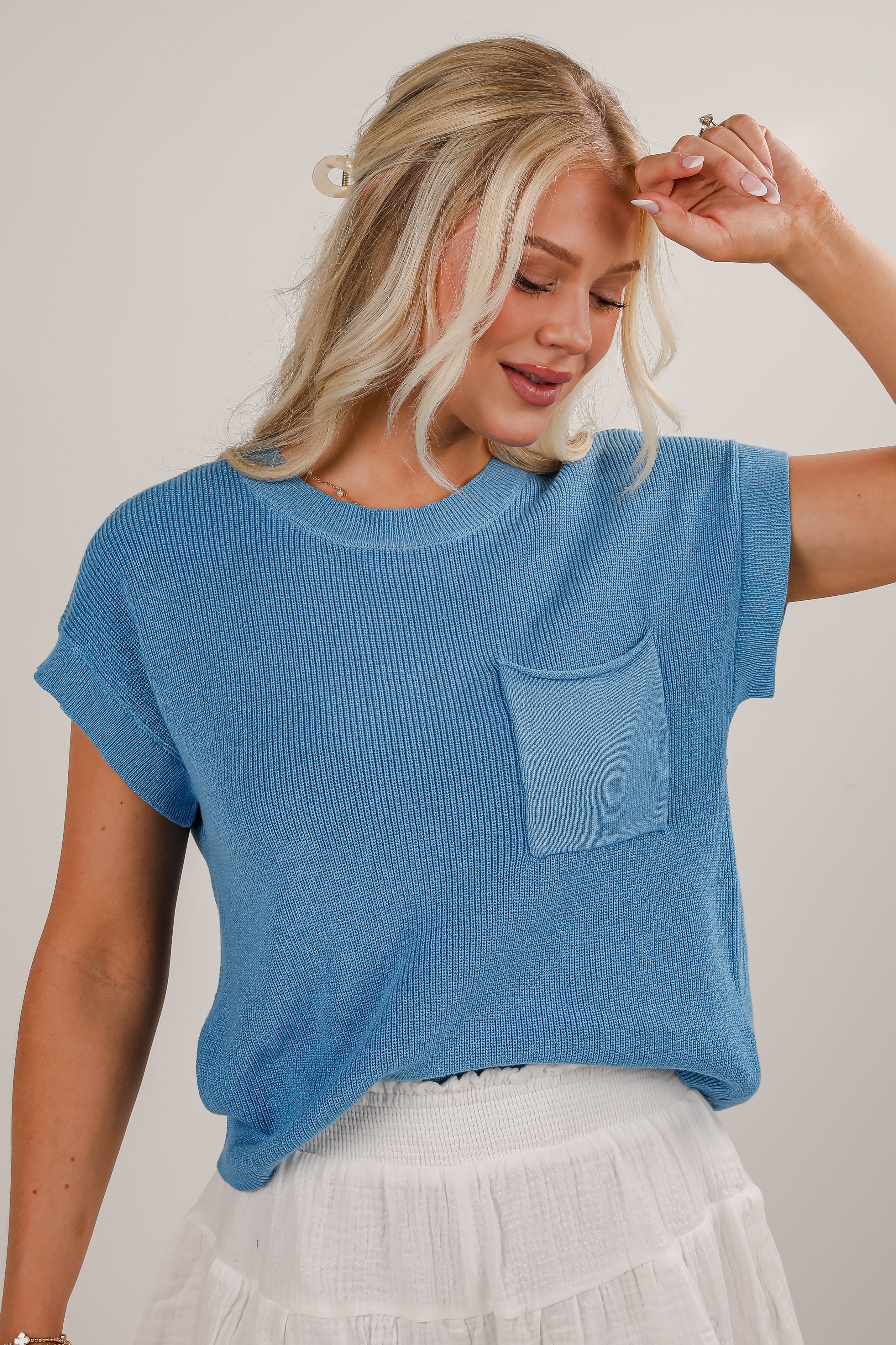 Just Imagine It Blue Knit Top