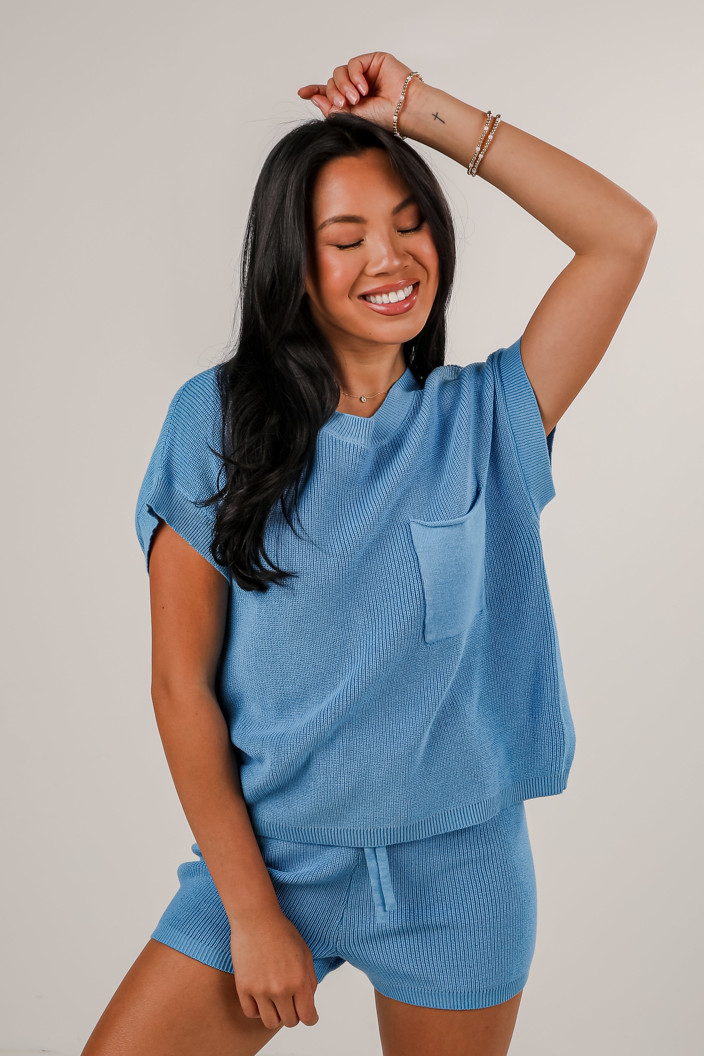 Just Imagine It Blue Knit Top