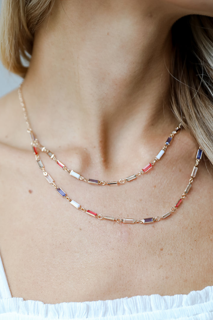 cute colorful Gemstone Layered Necklace
