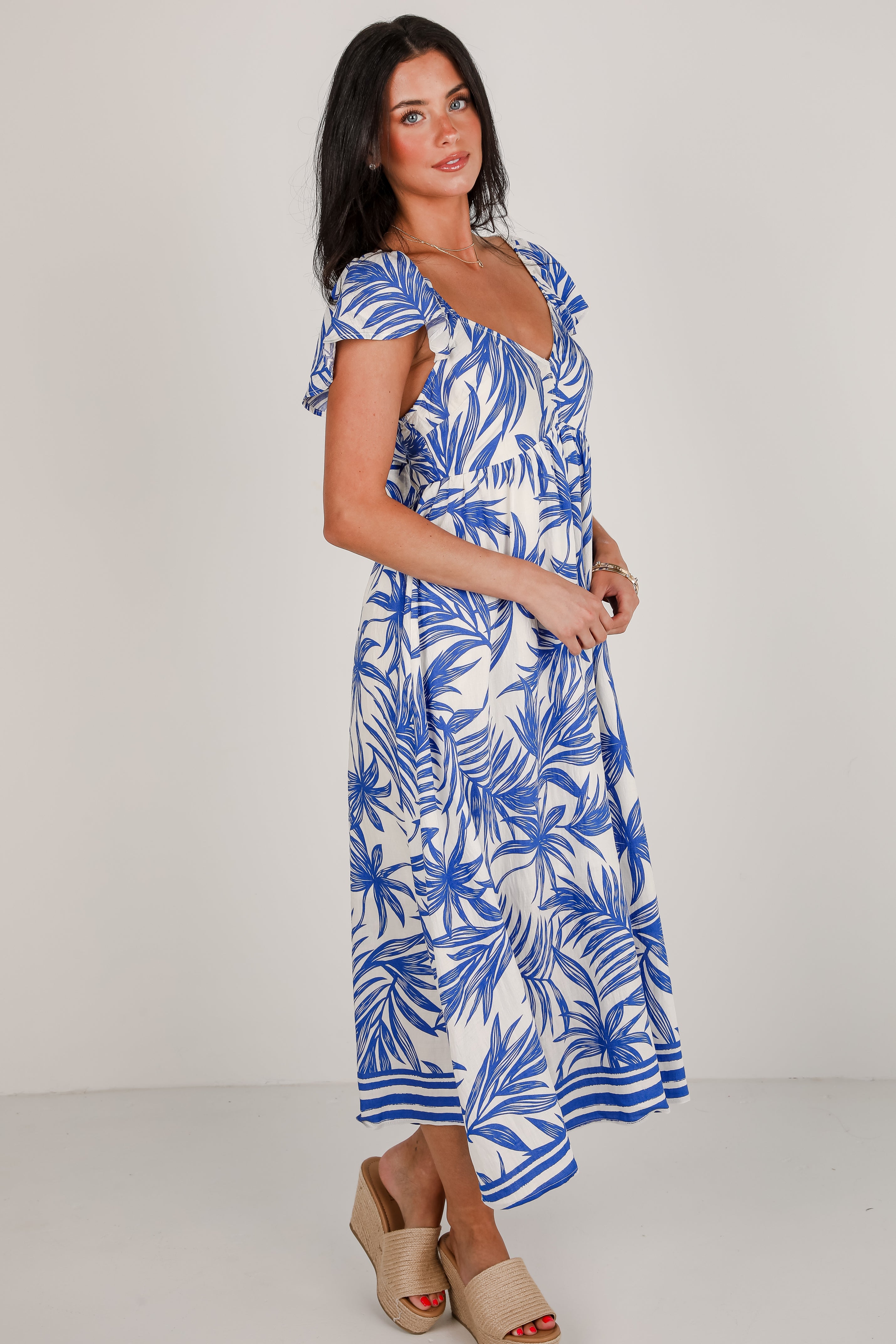 Follow You Anywhere Leaf Print Maxi Dress