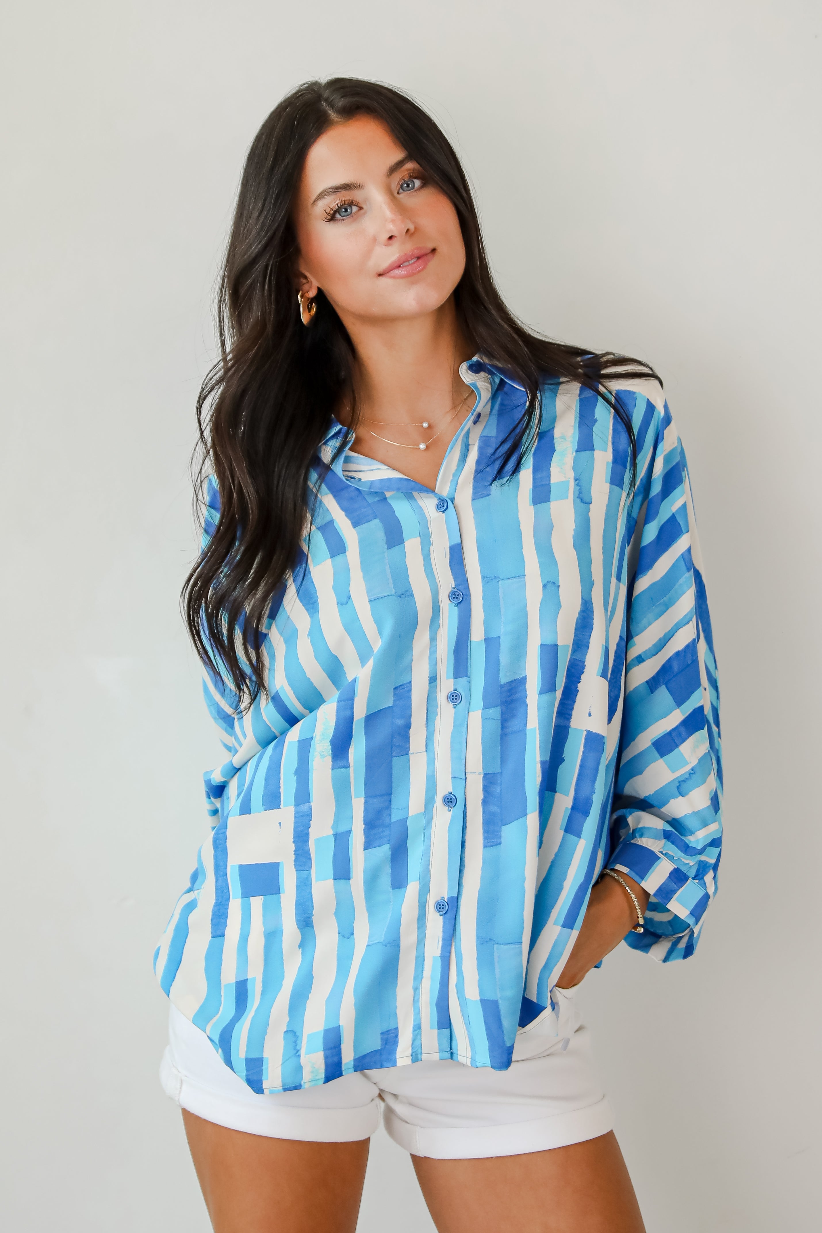 Radiant Feelings Blue Oversized Blouse