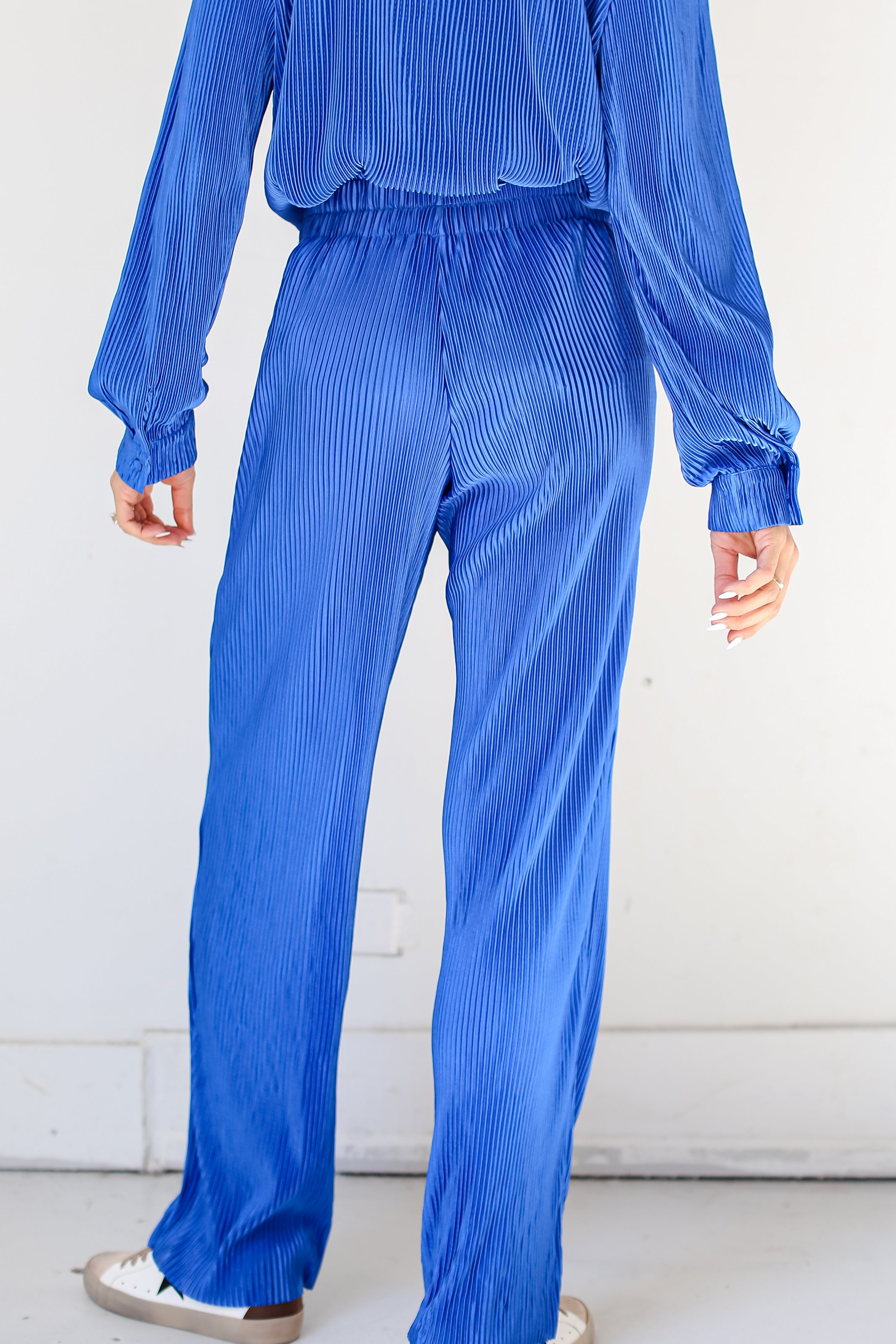 blue Plisse Pants back view
