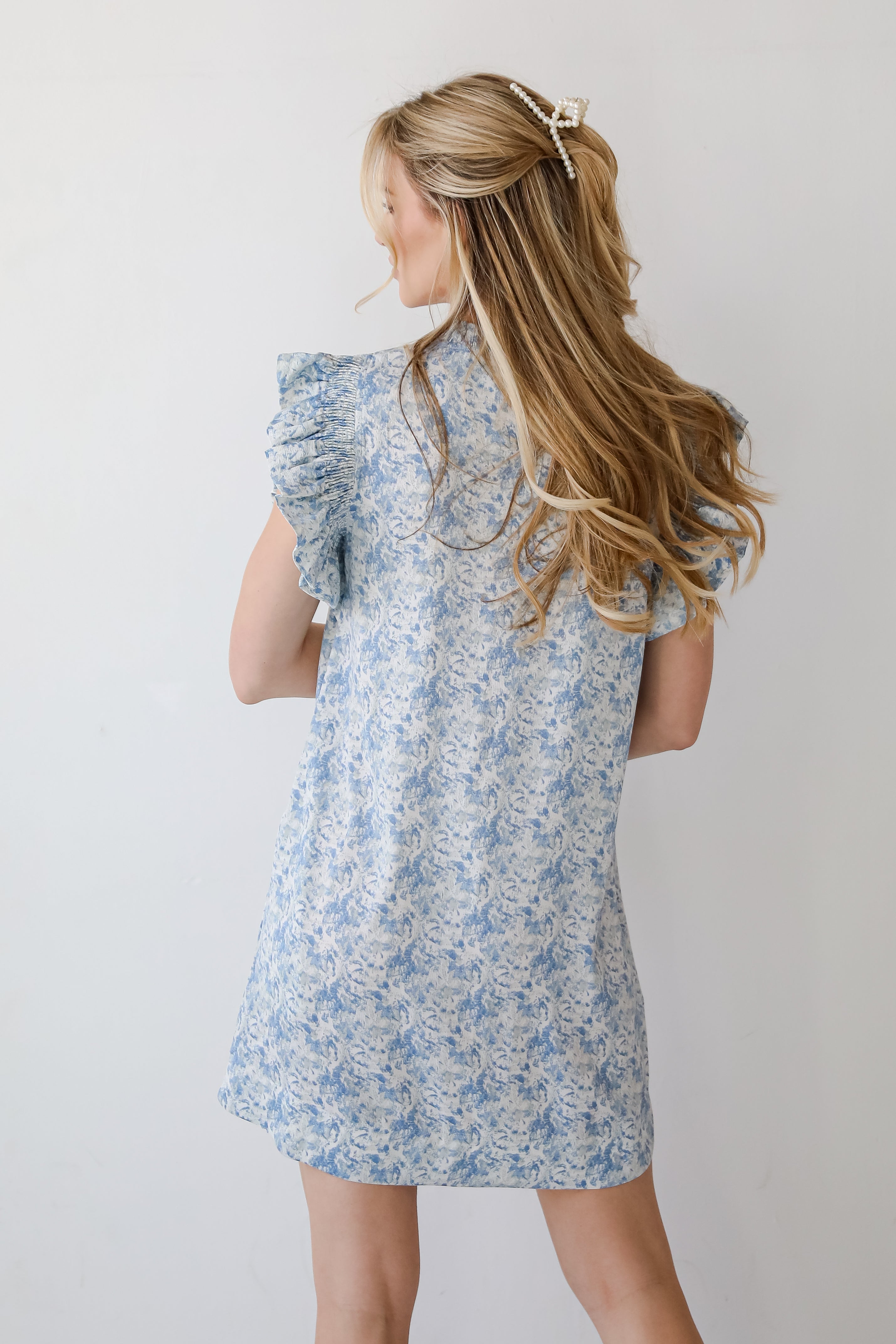 Feminine Find Blue Ruffle Mini Dress