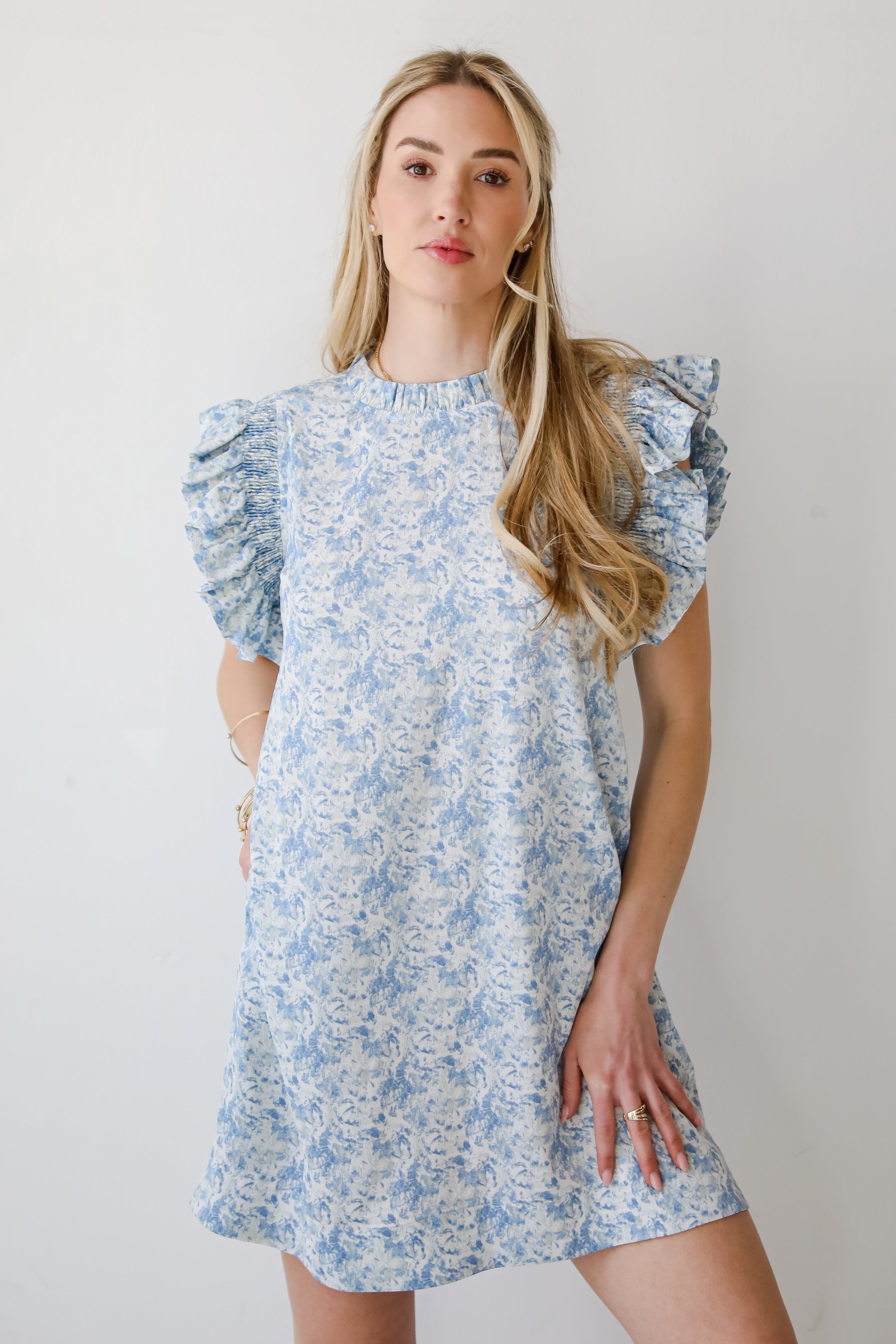 Feminine Find Blue Ruffle Mini Dress