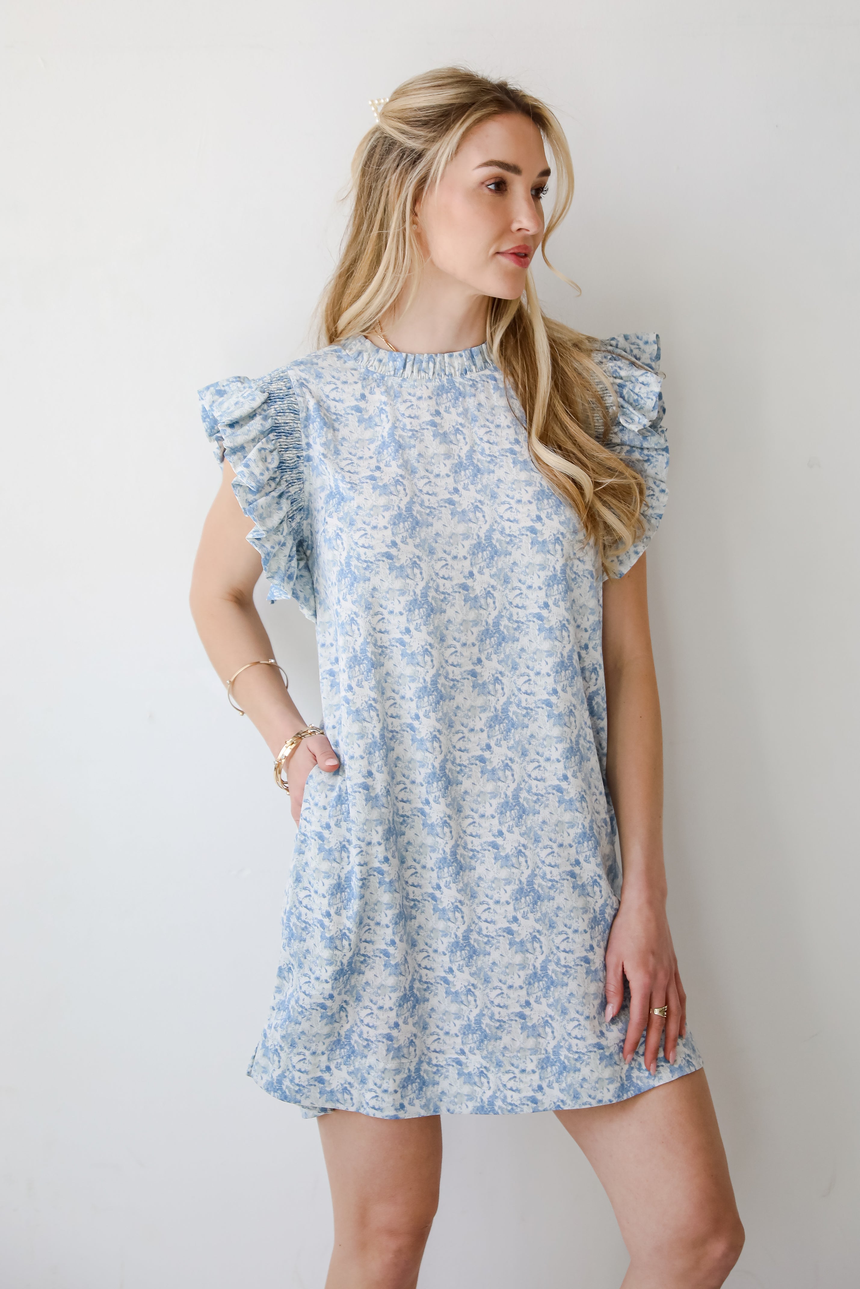 Feminine Find Blue Ruffle Mini Dress