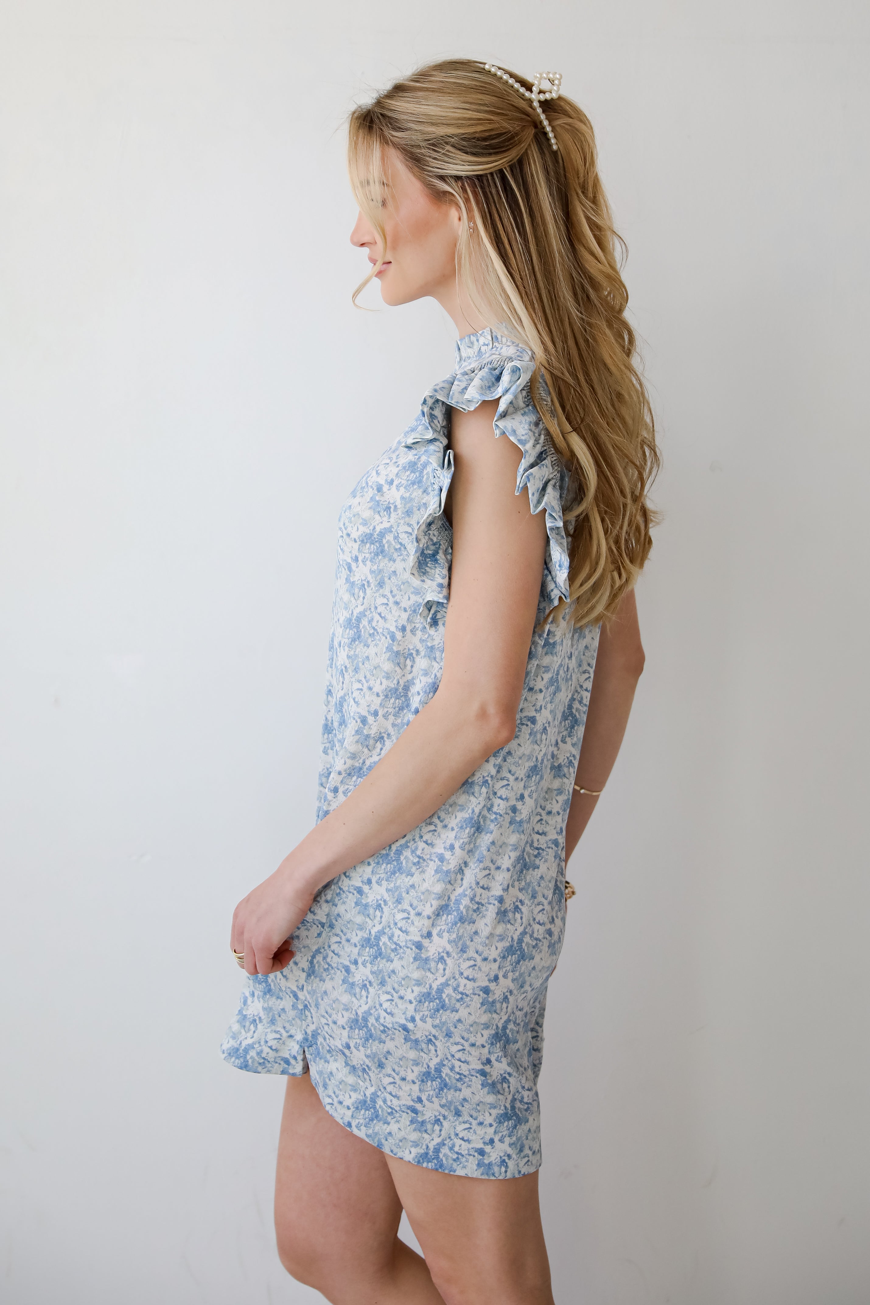 Feminine Find Blue Ruffle Mini Dress