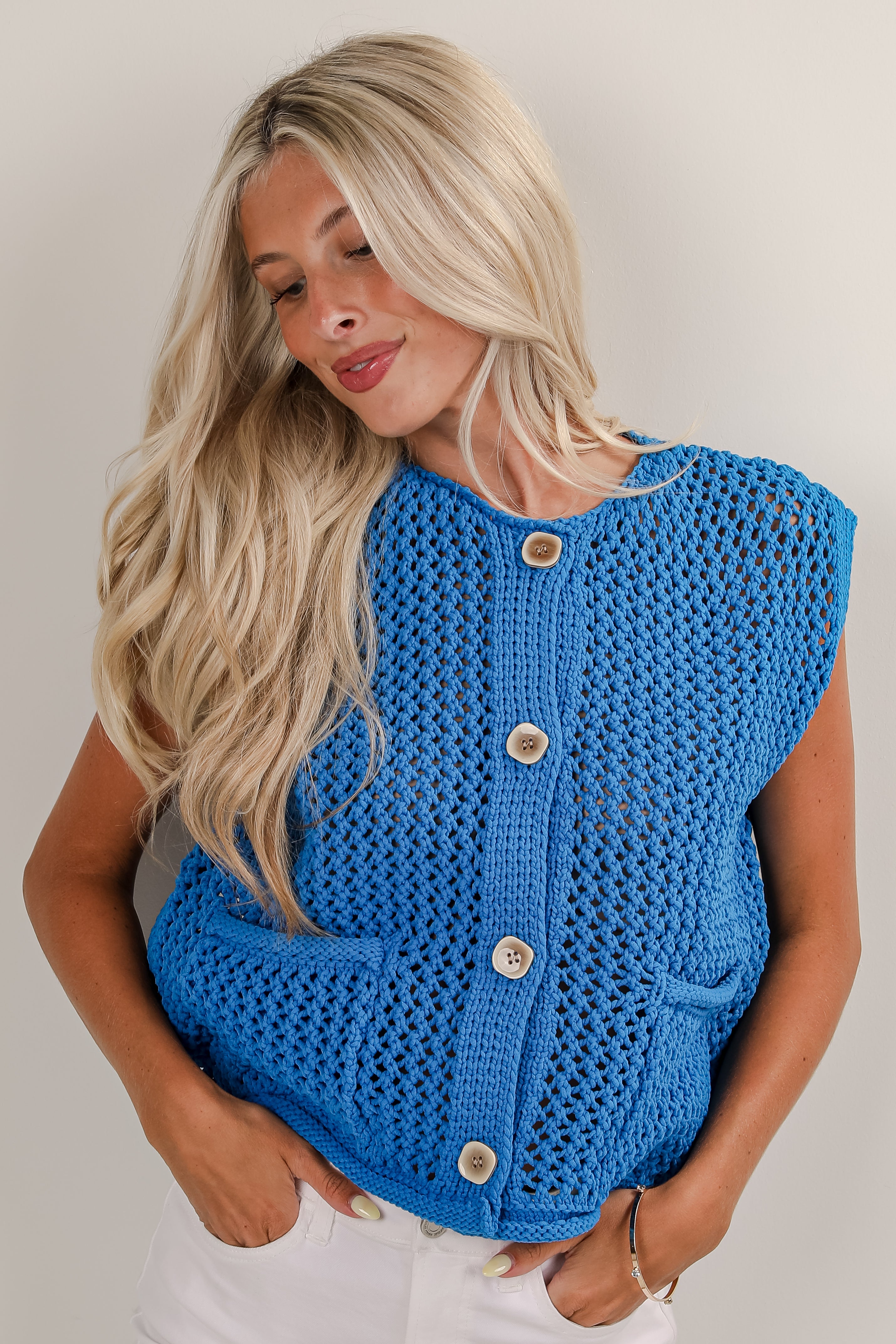 When You Know Sleeveless Open Knit Top