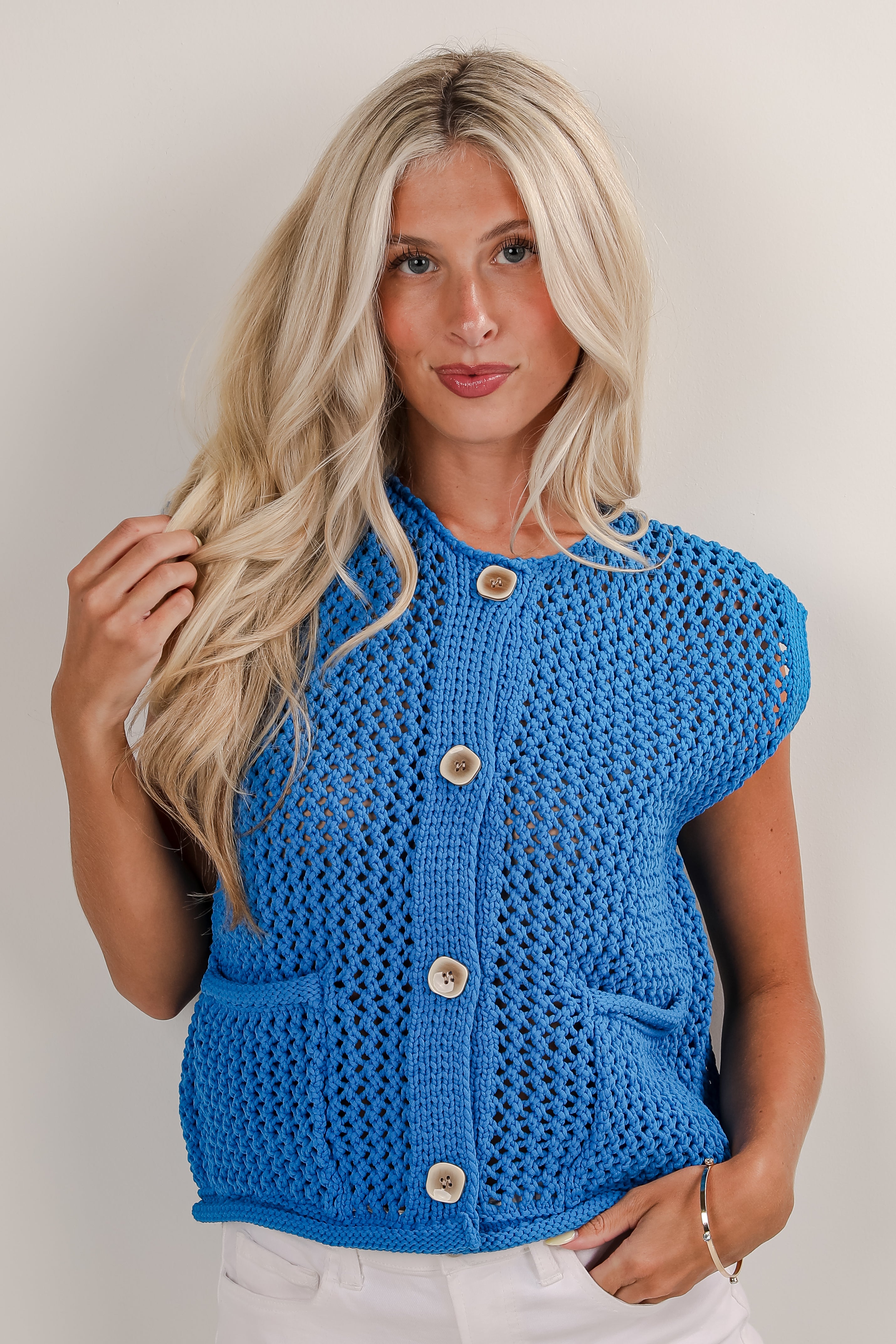 When You Know Sleeveless Open Knit Top