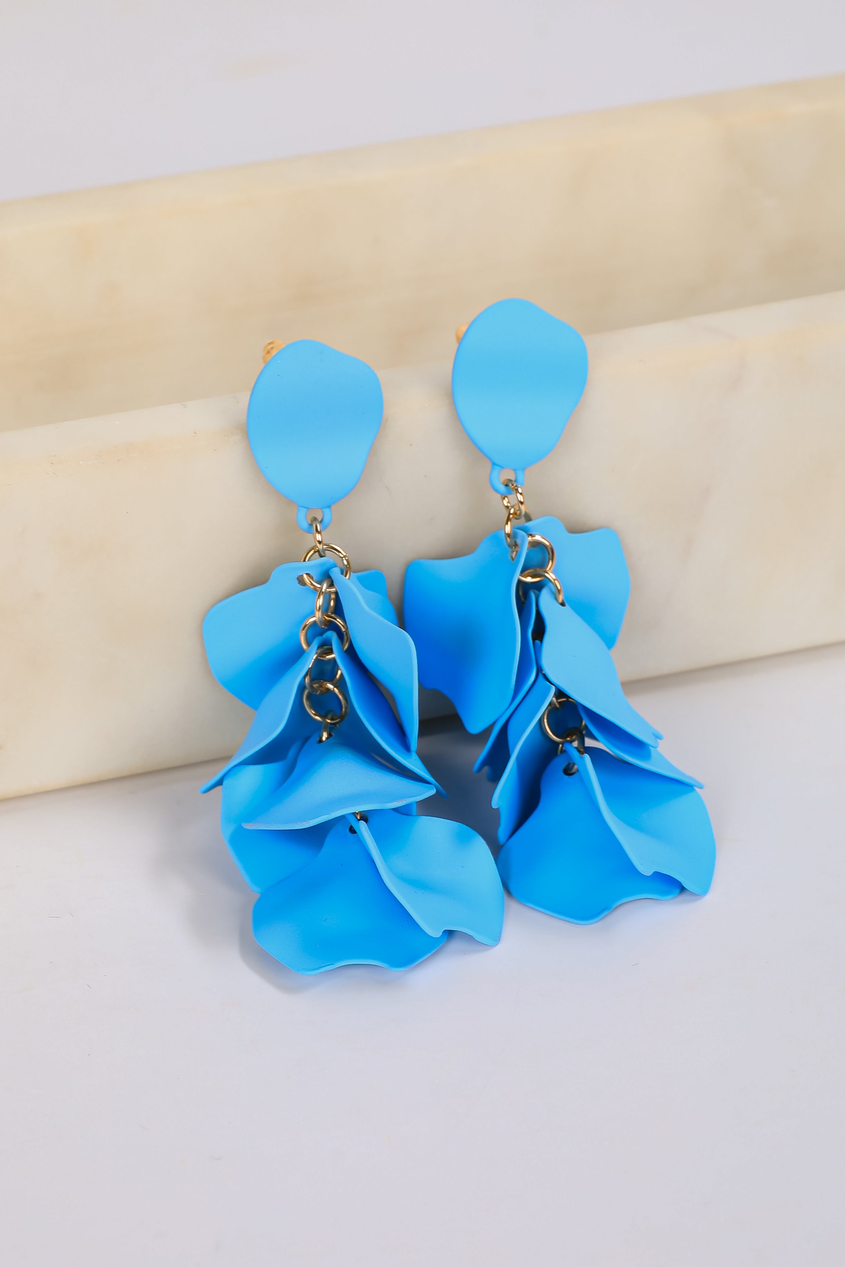 blue dress earrings NAVY BLUE EARRINGS yellow gold