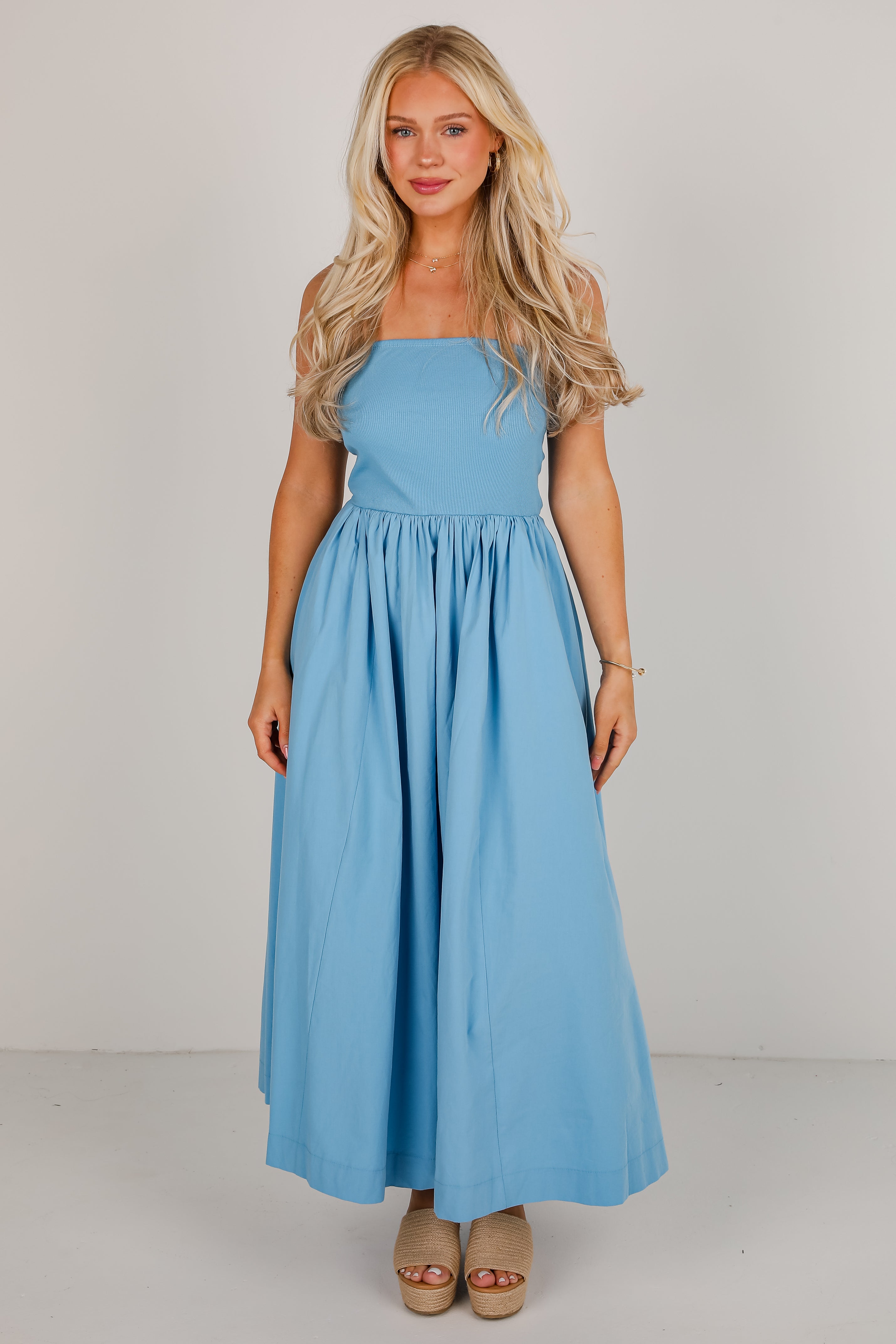 Looking Out For You Strapless Contrast Maxi Dress