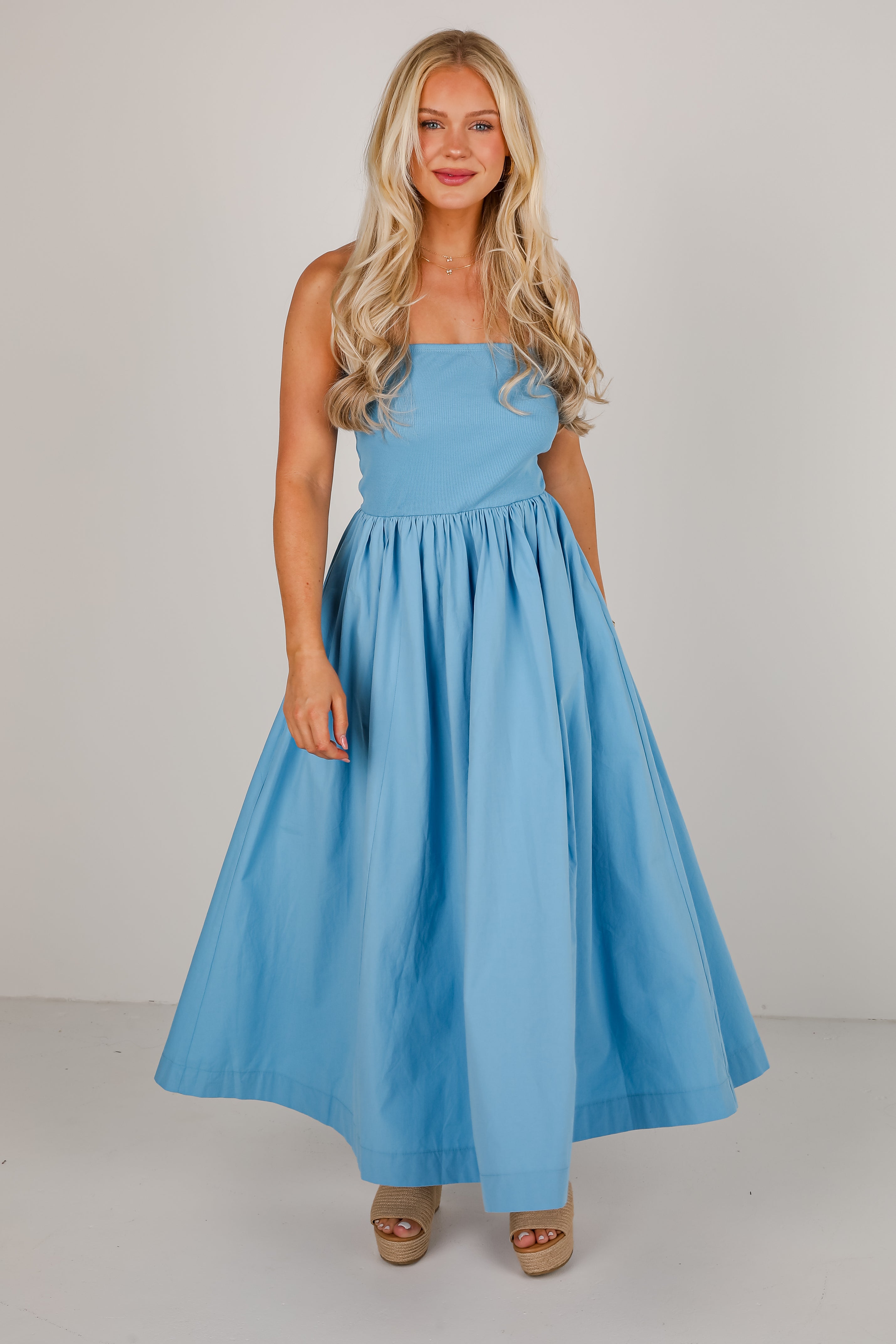 Looking Out For You Strapless Contrast Maxi Dress