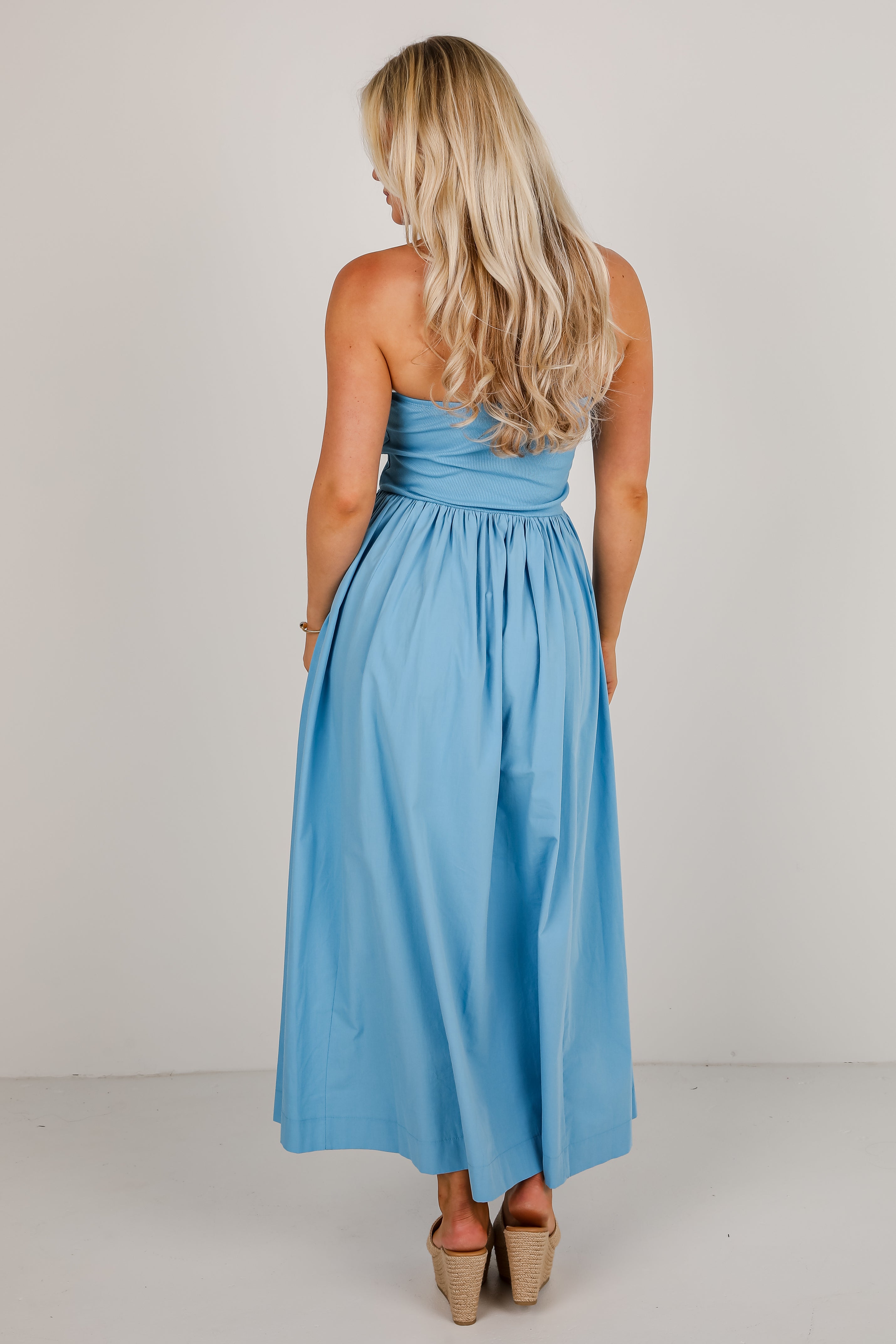 Looking Out For You Strapless Contrast Maxi Dress