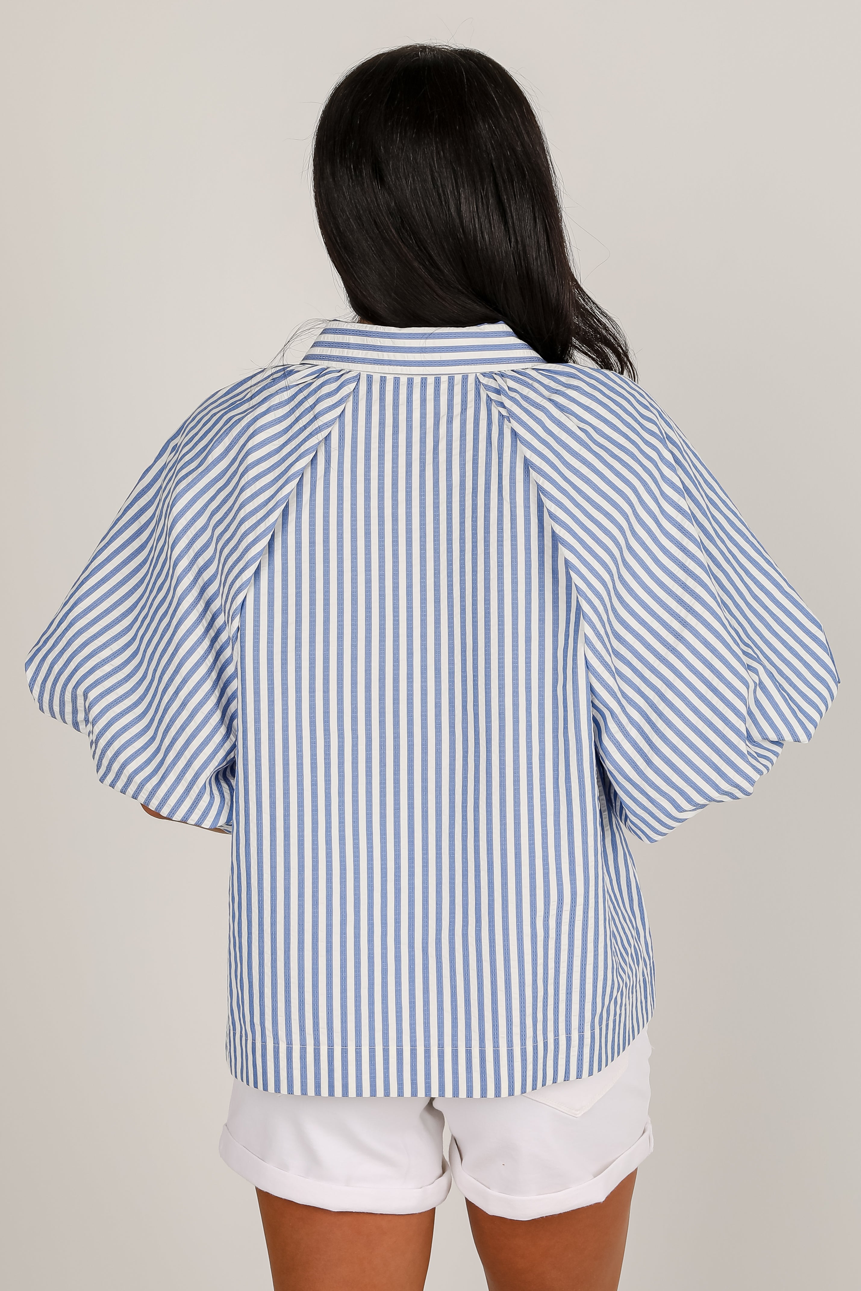 See You Soon Blue Striped Blouse