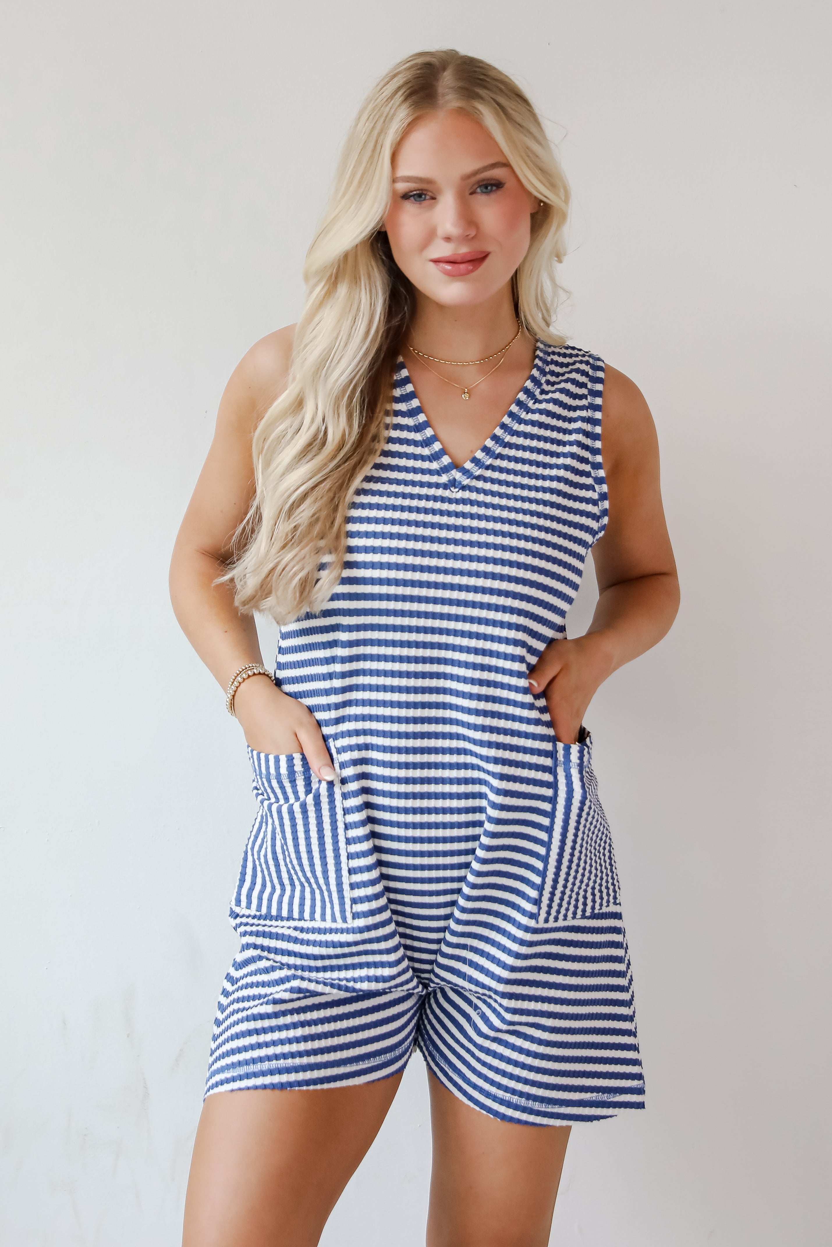 Poolside Days Striped Knit Romper