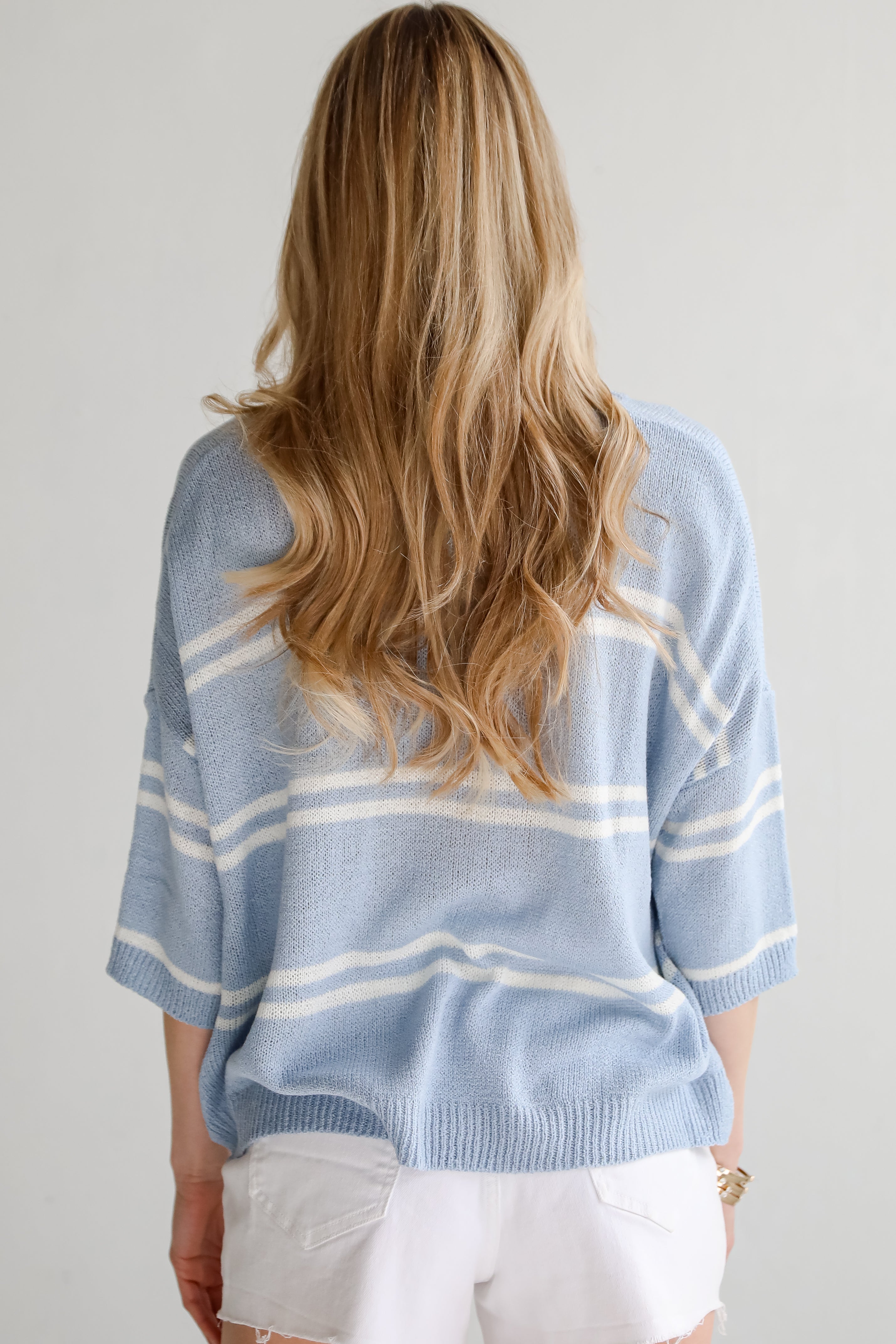 Clean Aesthetic Blue Striped Lightweight Knit Top