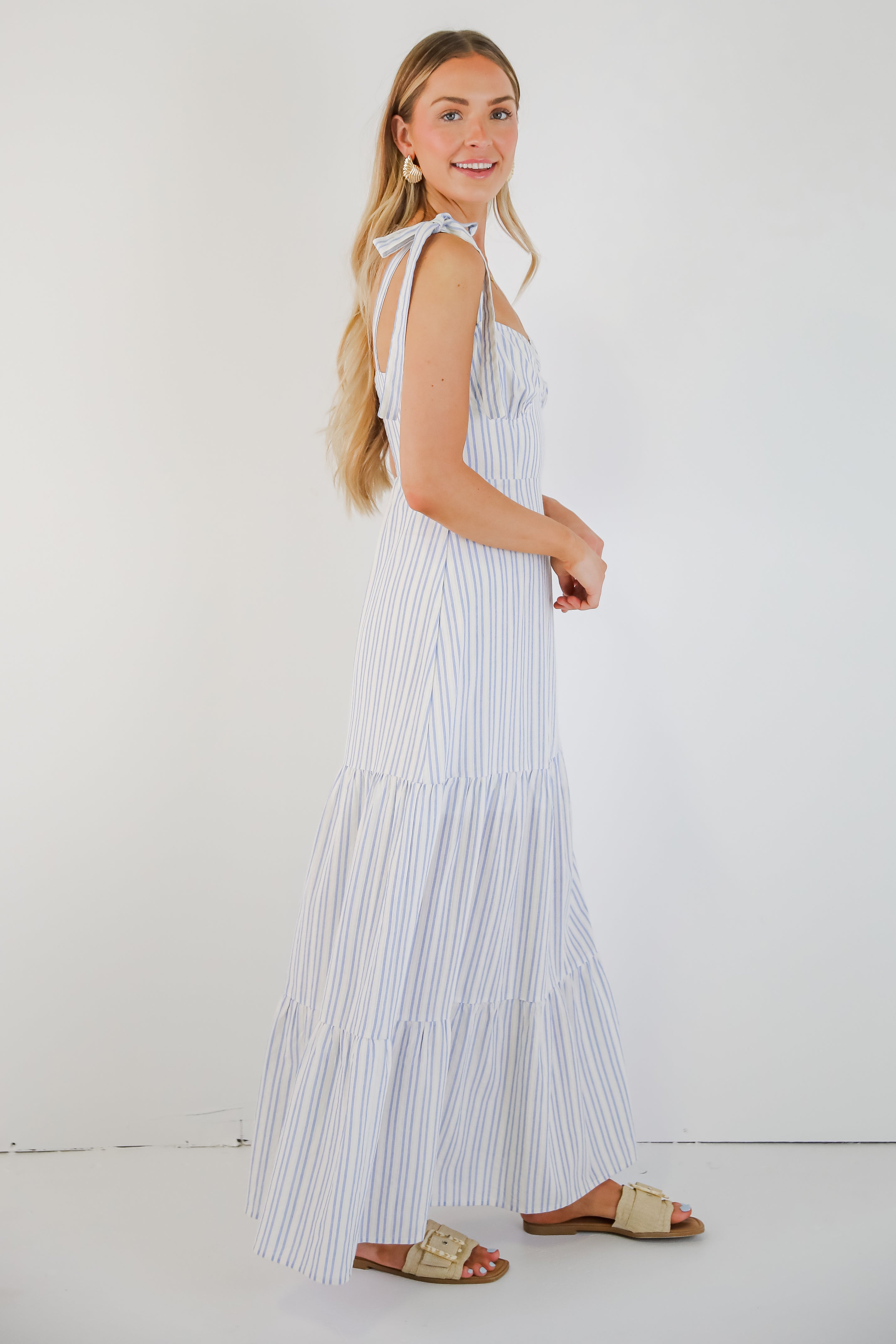 Make The Time Blue Striped Maxi Dress