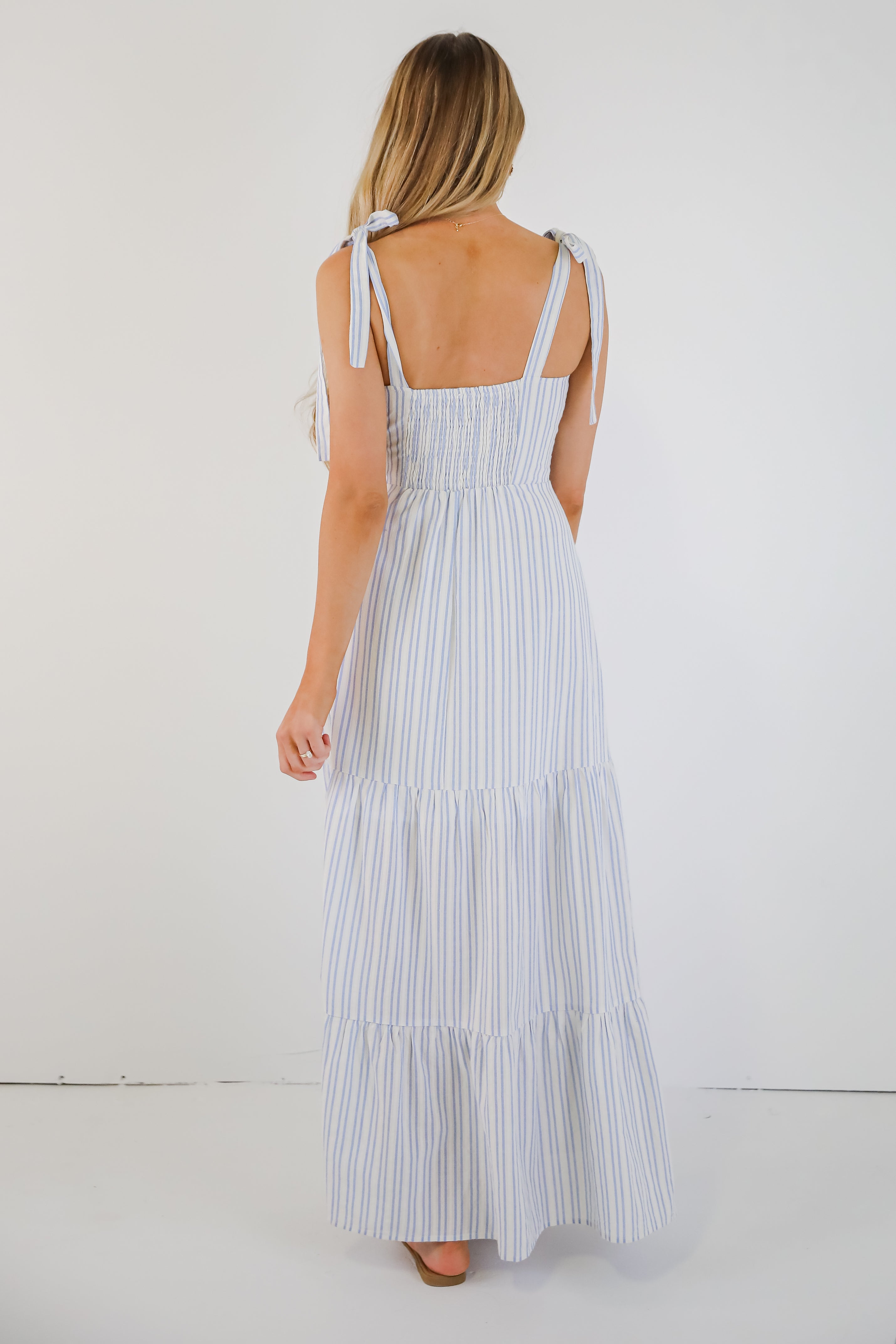 Make The Time Blue Striped Maxi Dress