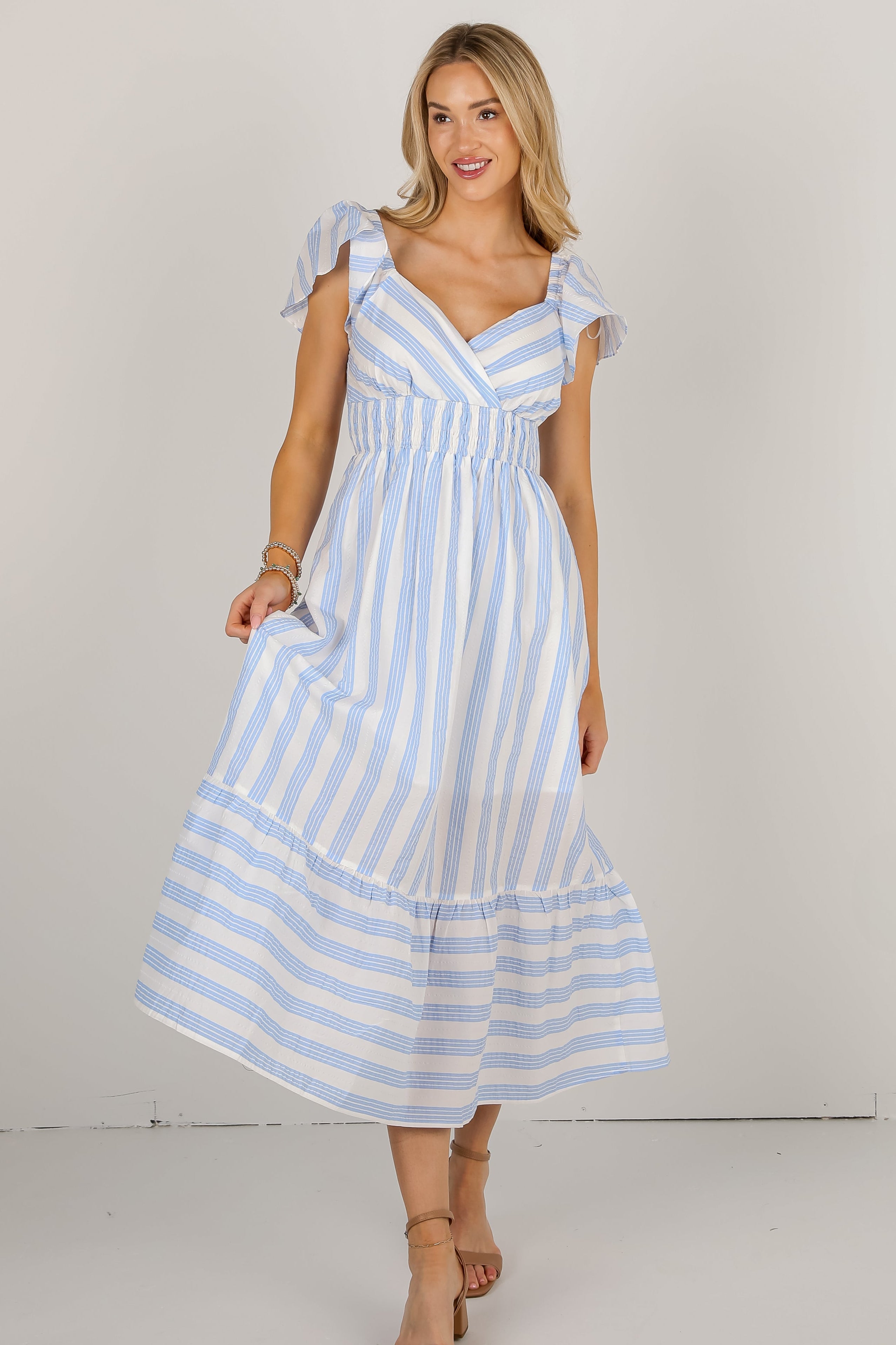 Close To Your Heart Blue Striped Maxi Dress