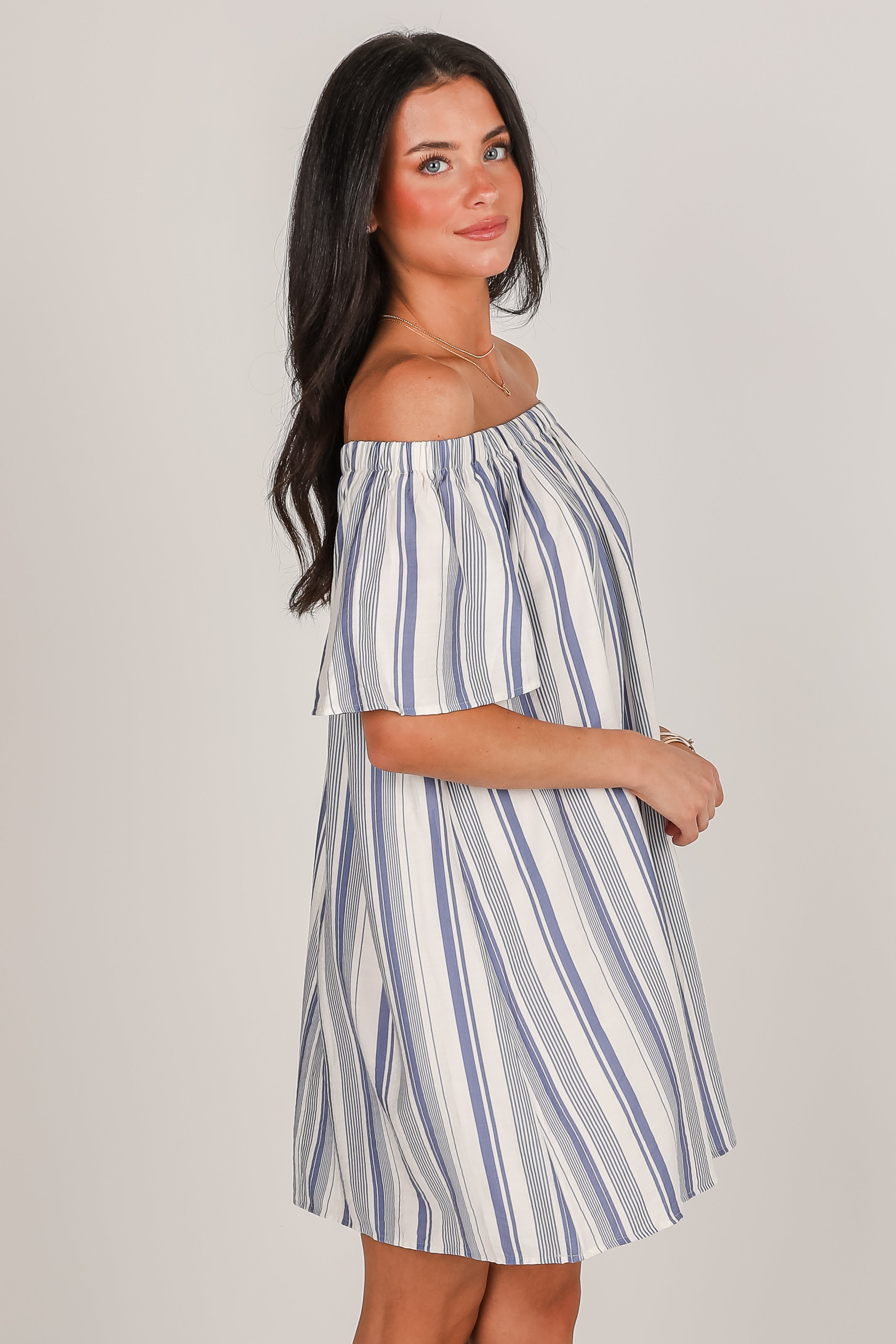 Just A Theory Blue Striped Mini Dress