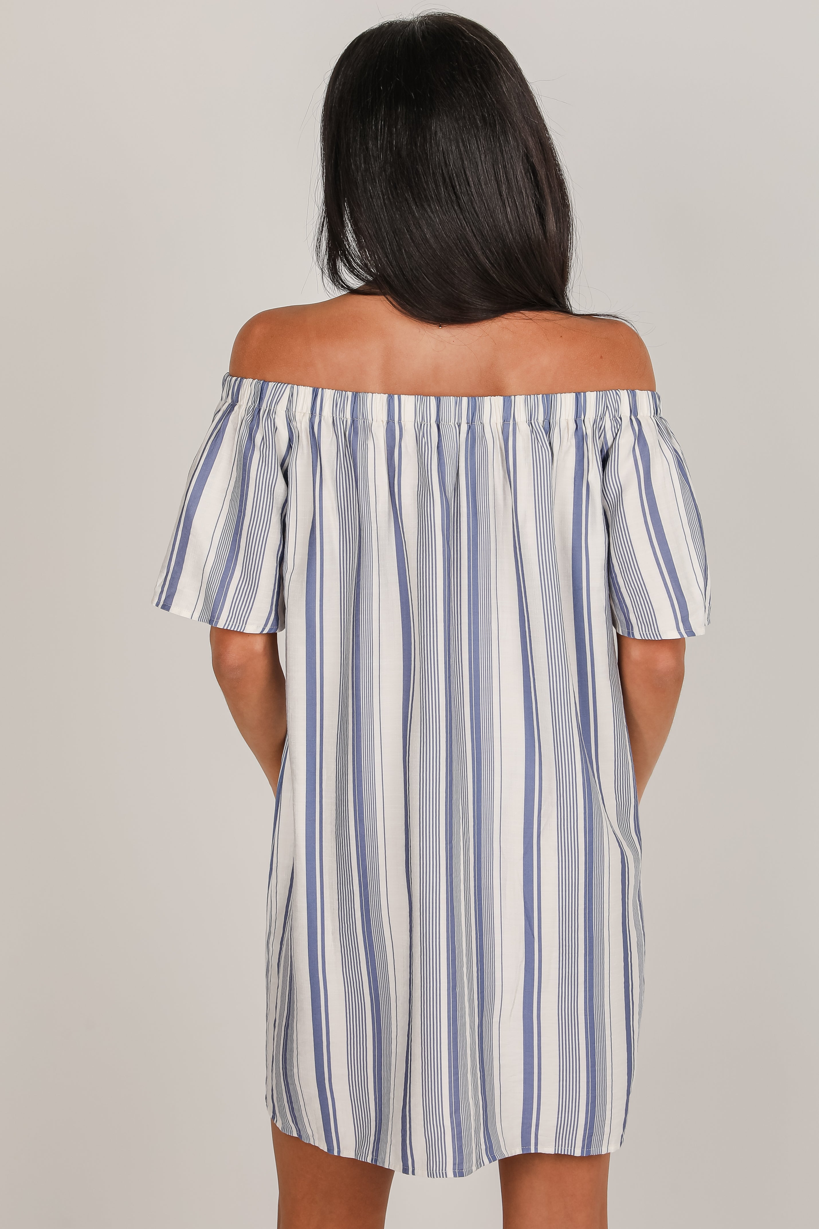 Just A Theory Blue Striped Mini Dress