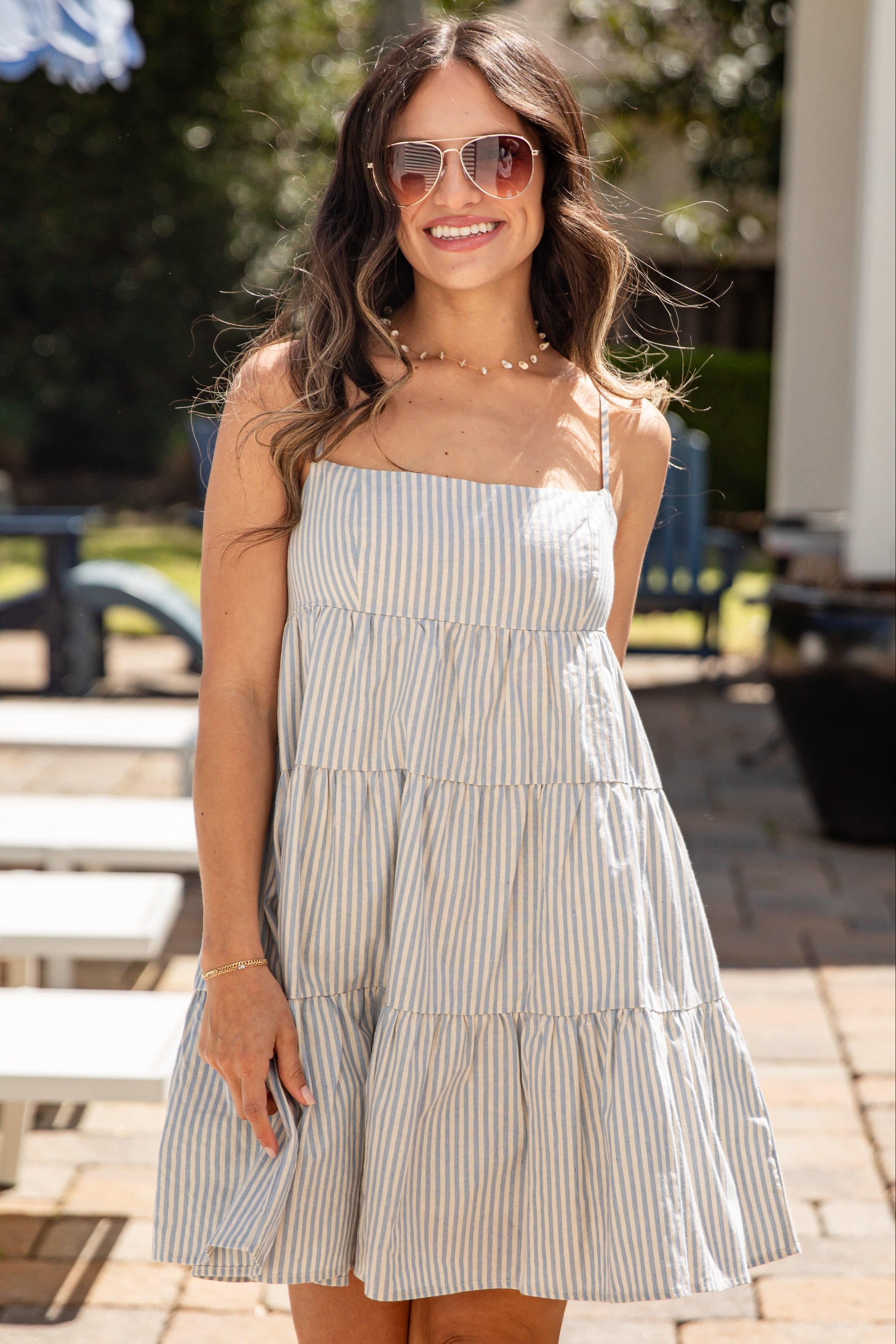Stripe Tiered Mini Dress | Trendy Women's Clothing