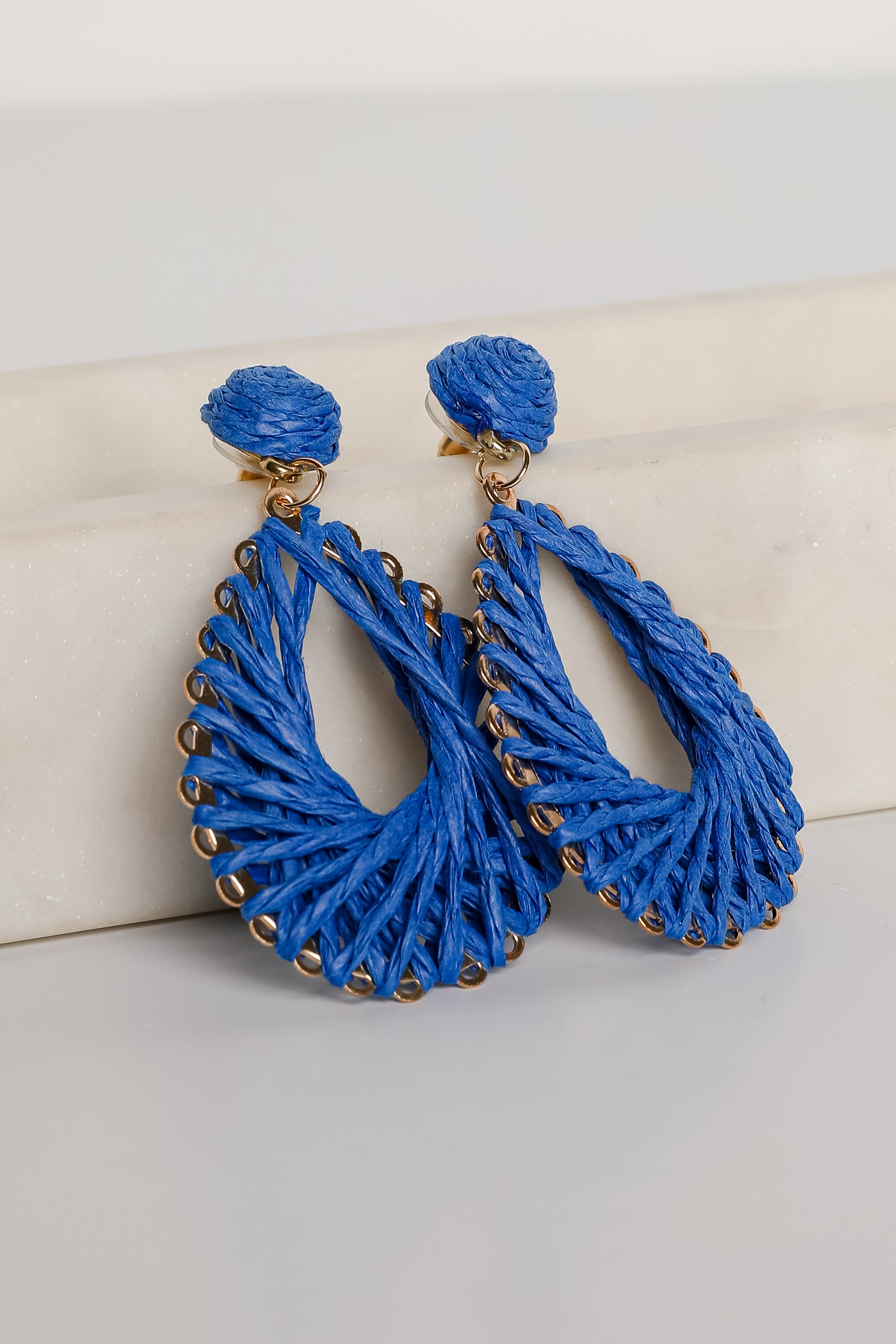 Ella Straw Teardrop Earrings