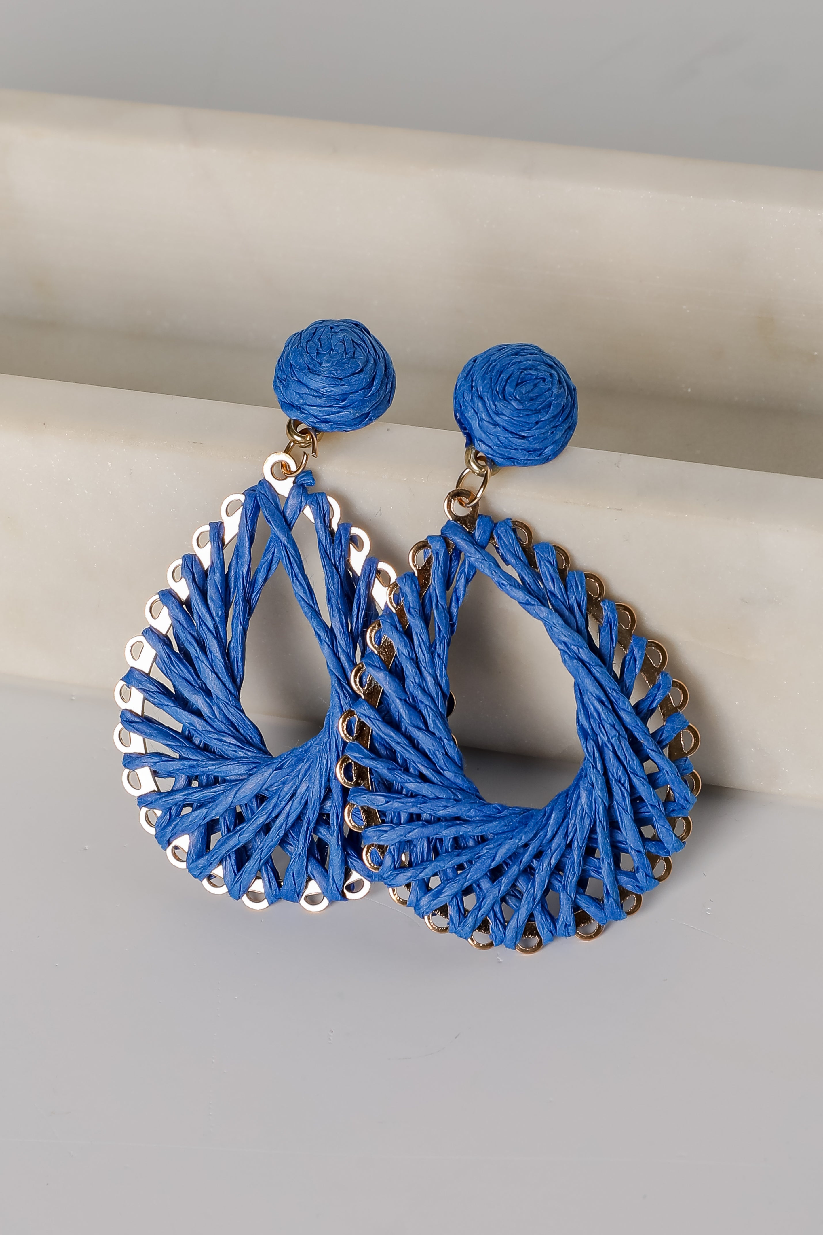 Ella Straw Teardrop Earrings