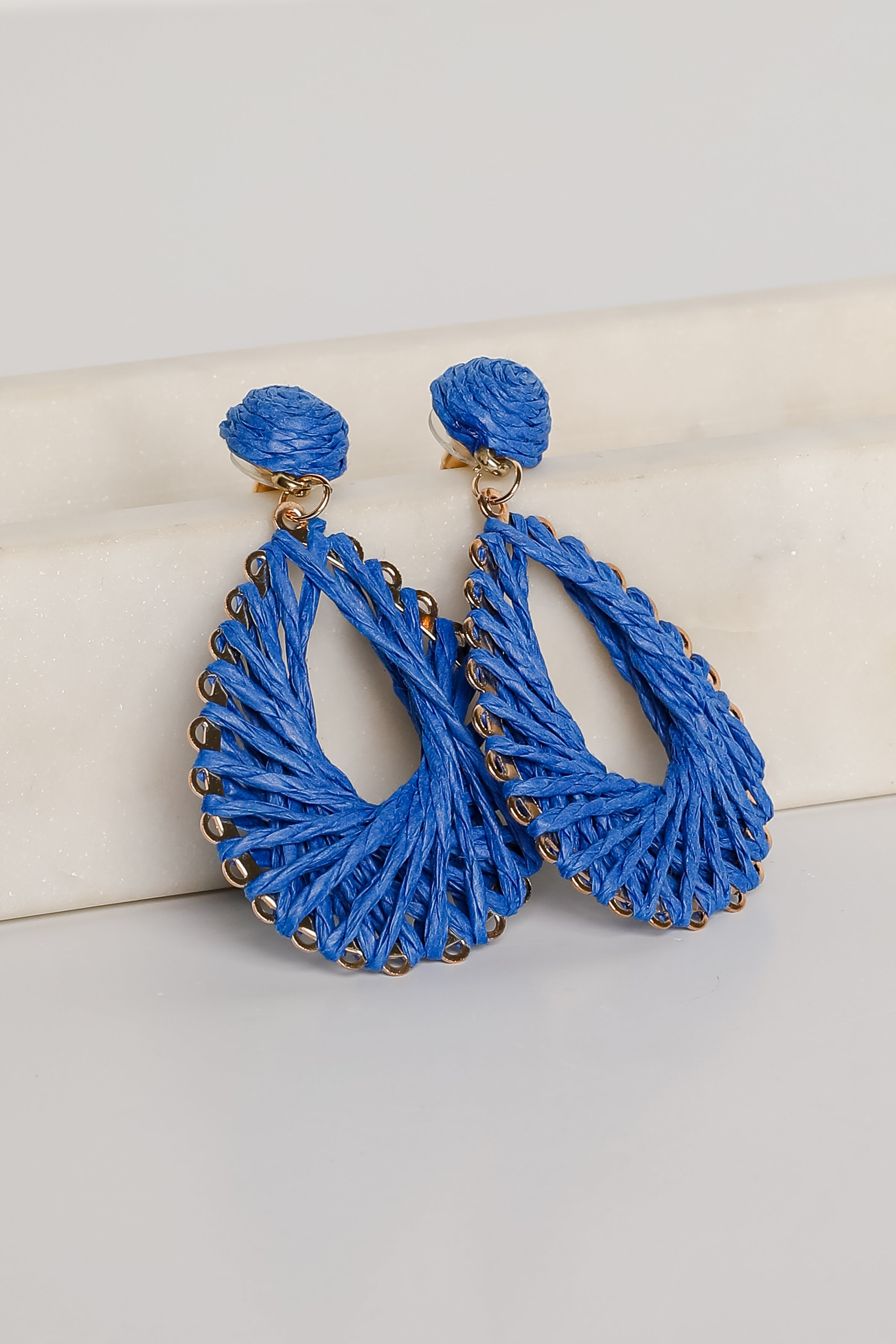 Ella Straw Teardrop Earrings