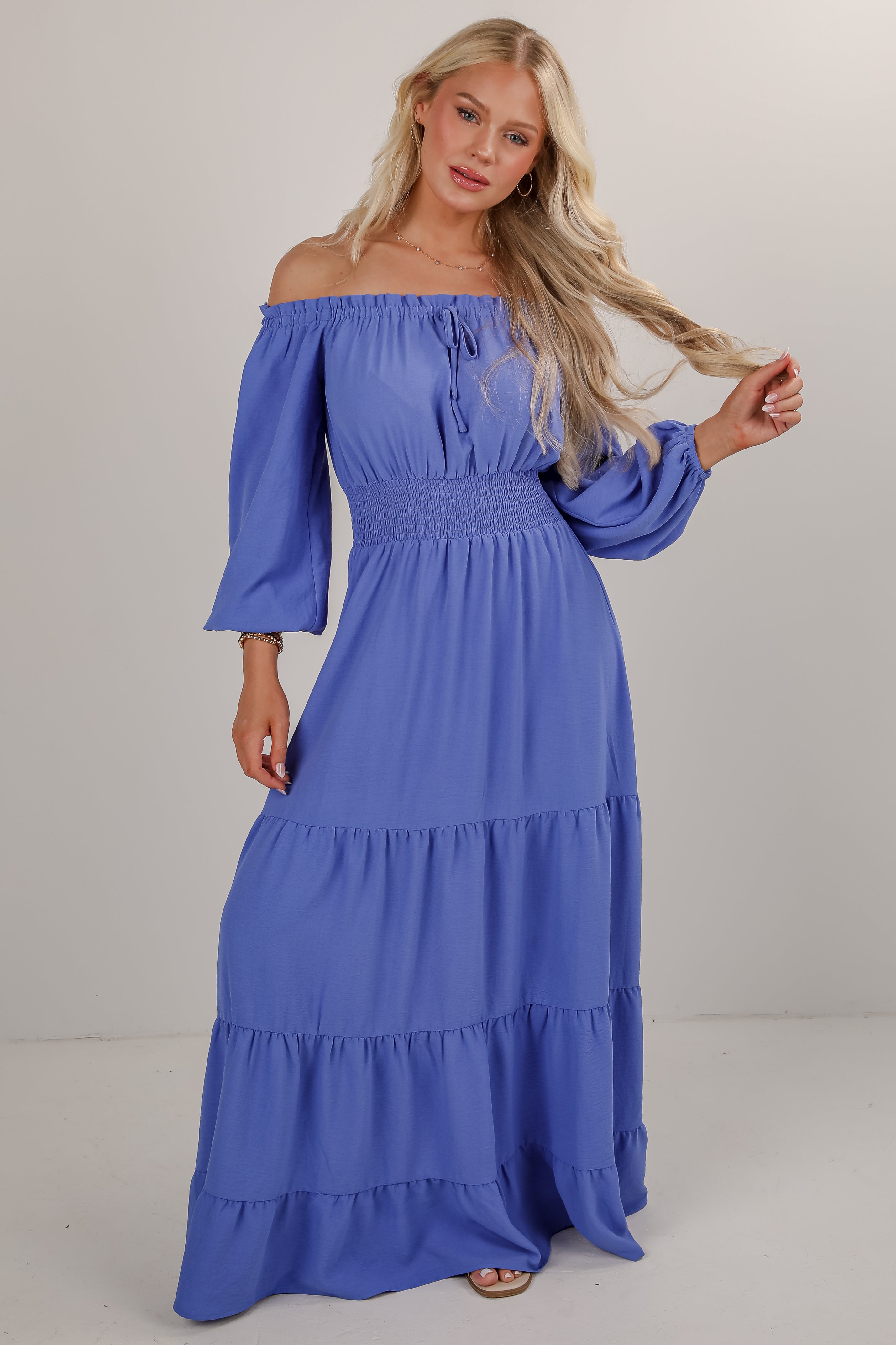 Need Your Attention Blue Tiered Maxi Dress