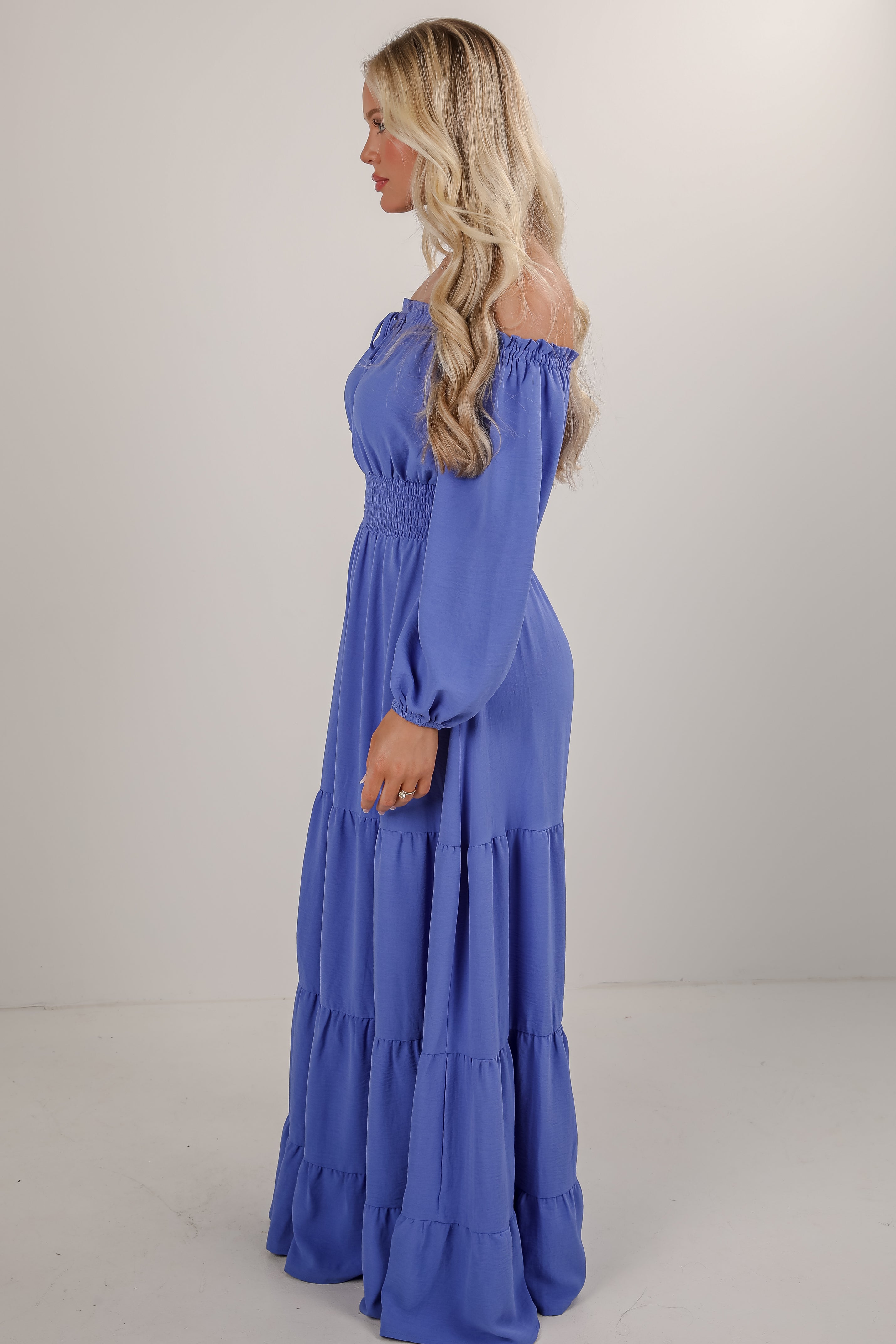 Need Your Attention Blue Tiered Maxi Dress