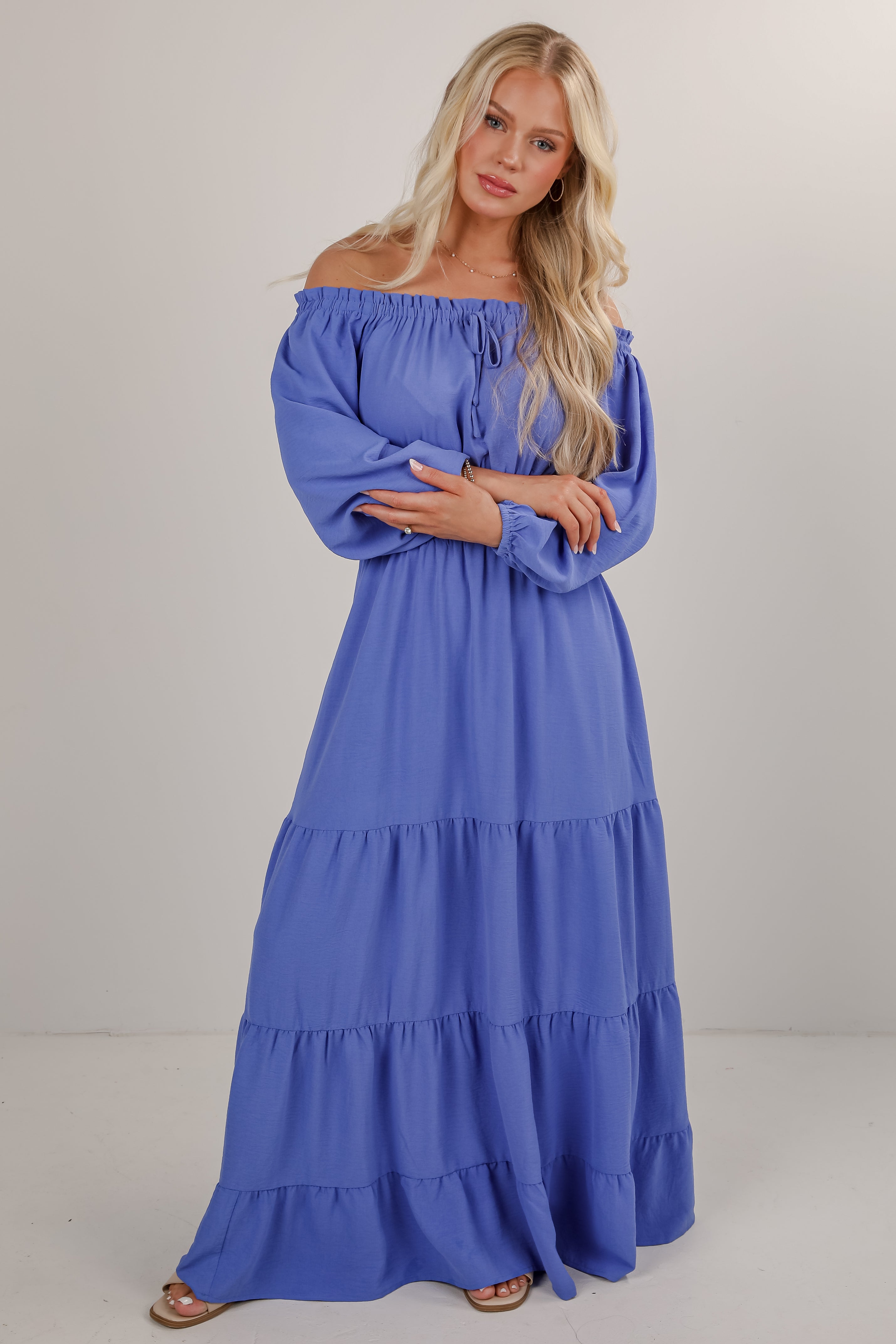 Need Your Attention Blue Tiered Maxi Dress