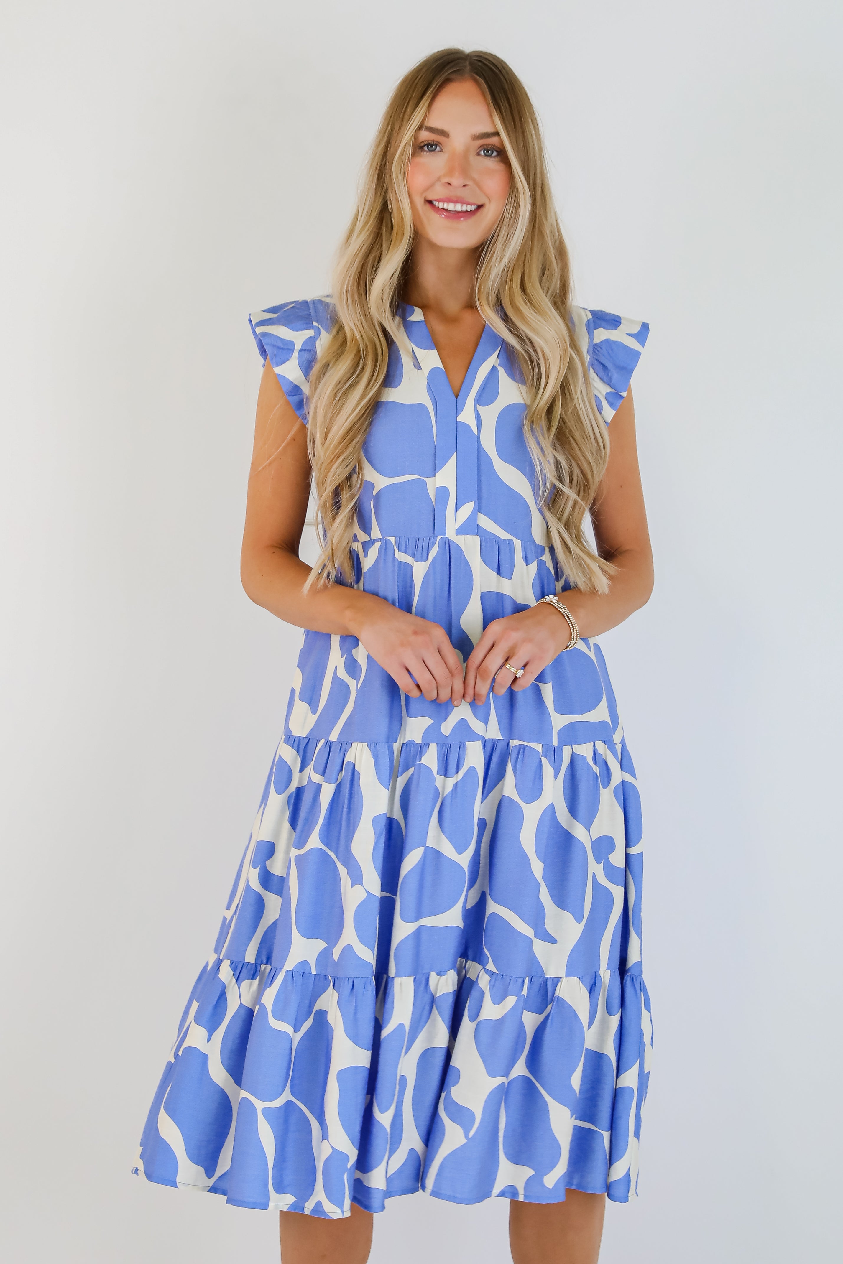 Sweetness And Sunshine Blue Tiered Midi Dress