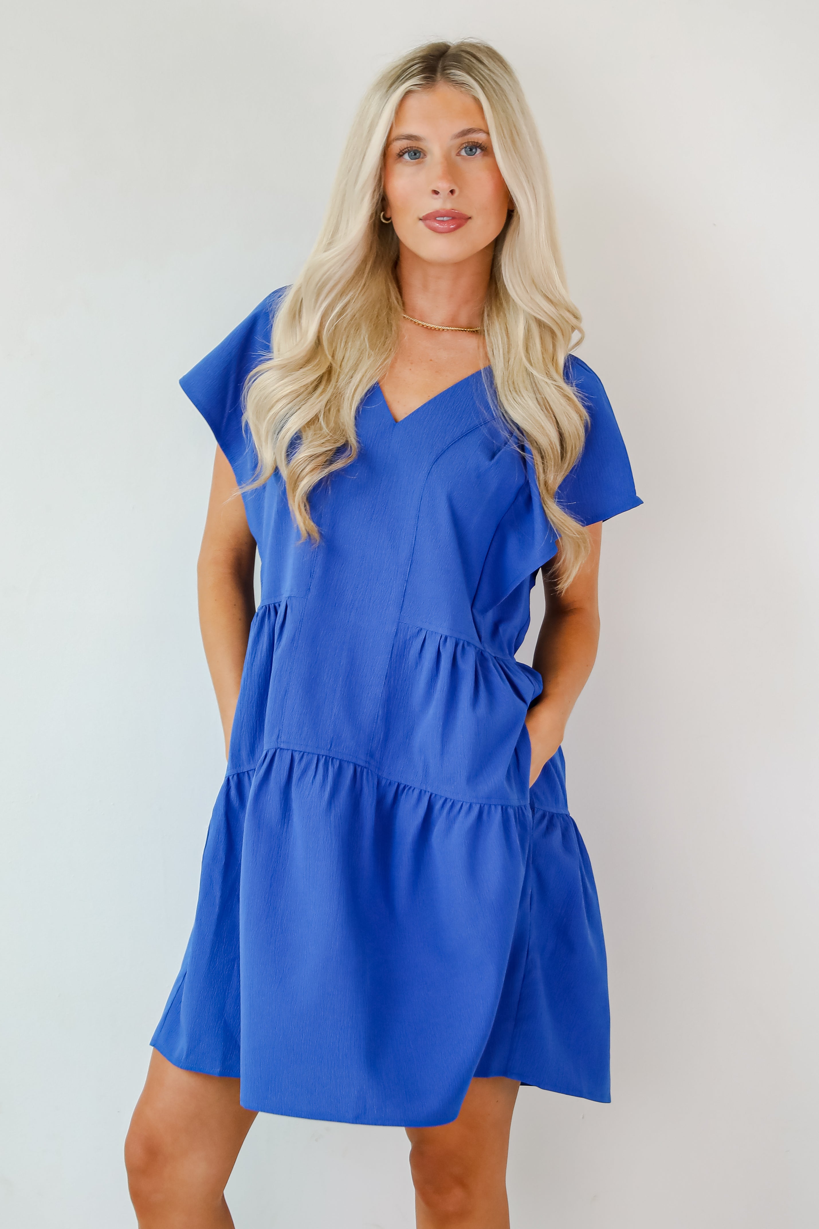 Easily The Cutest Blue Tiered Mini Dress