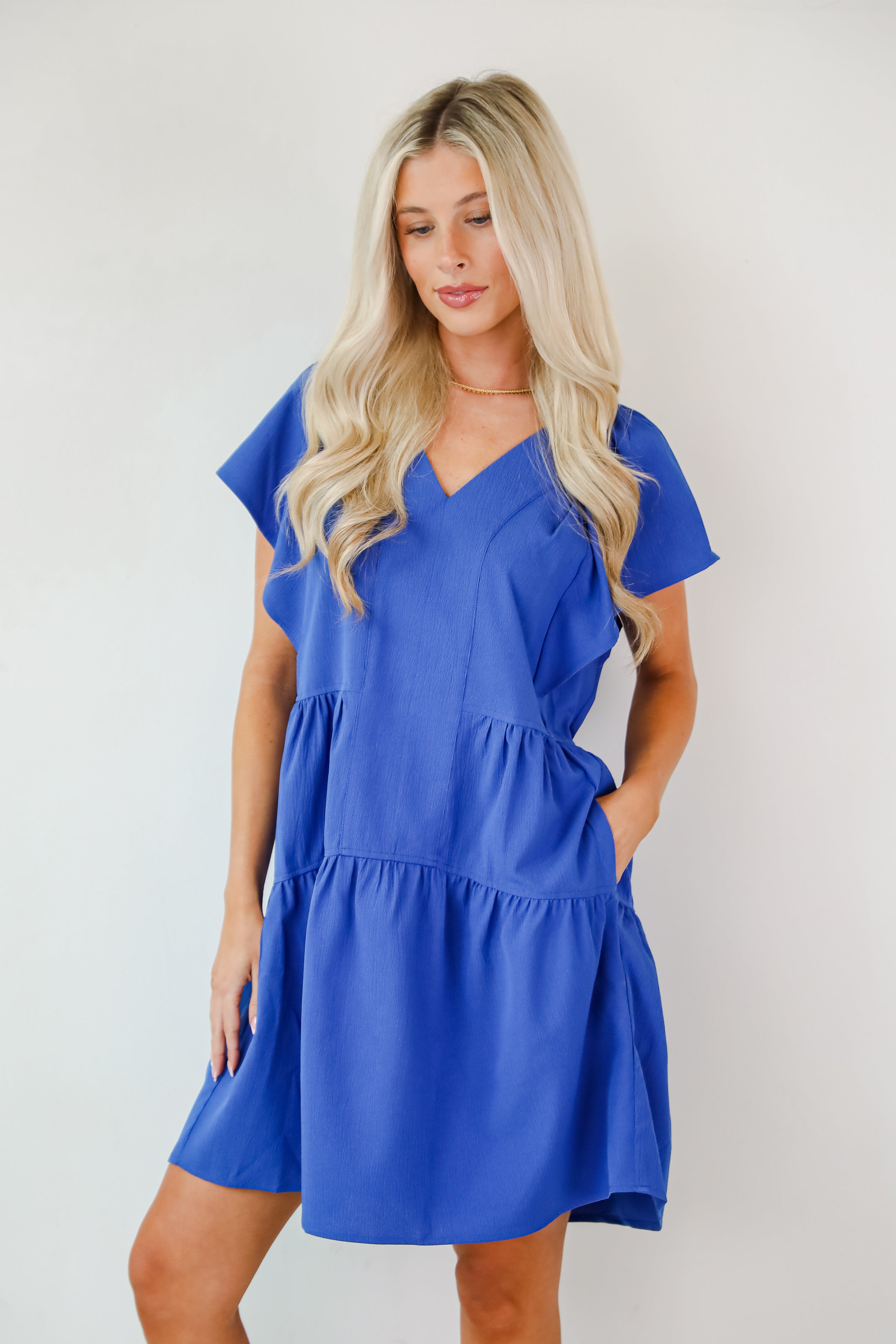 Easily The Cutest Blue Tiered Mini Dress