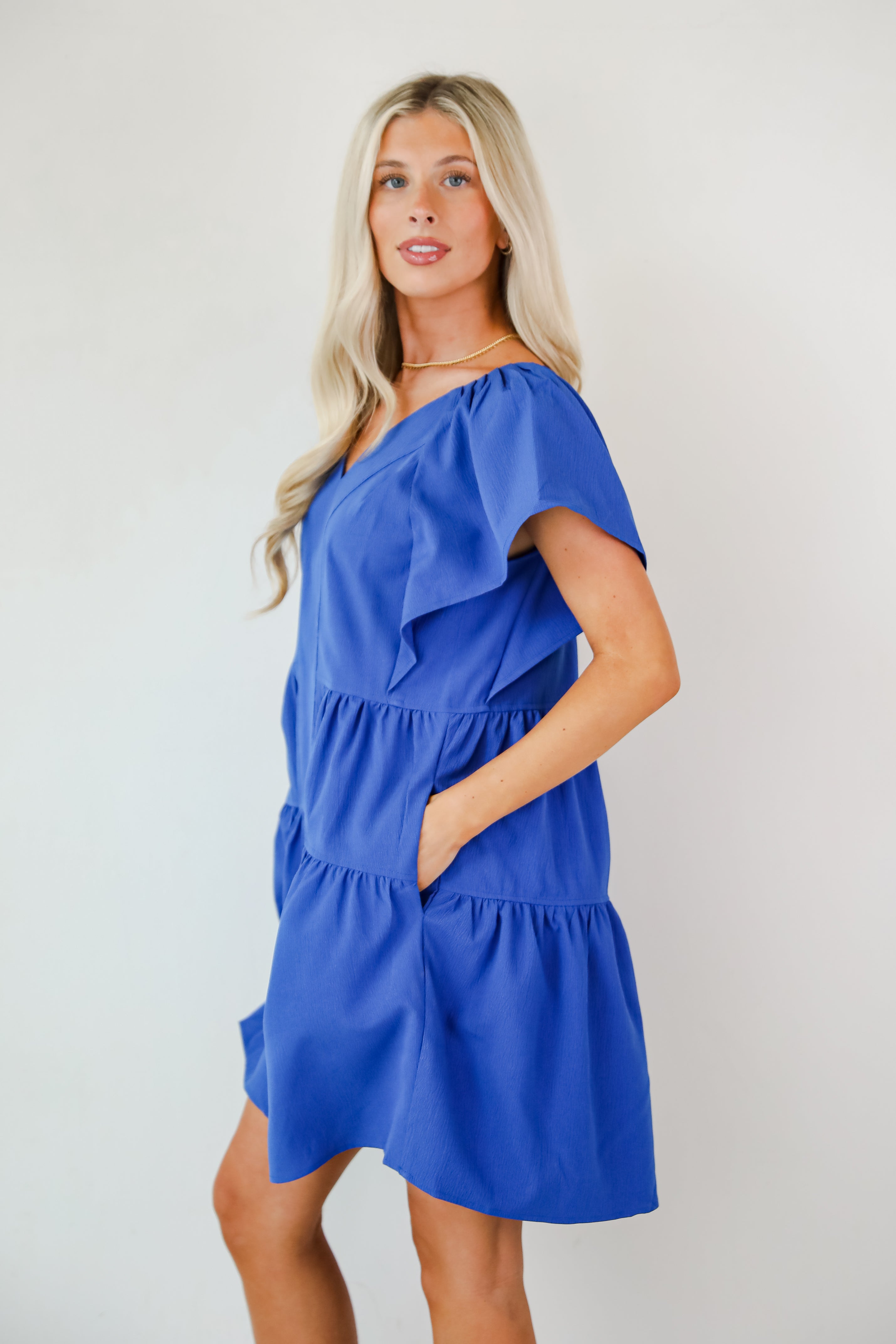 Easily The Cutest Blue Tiered Mini Dress