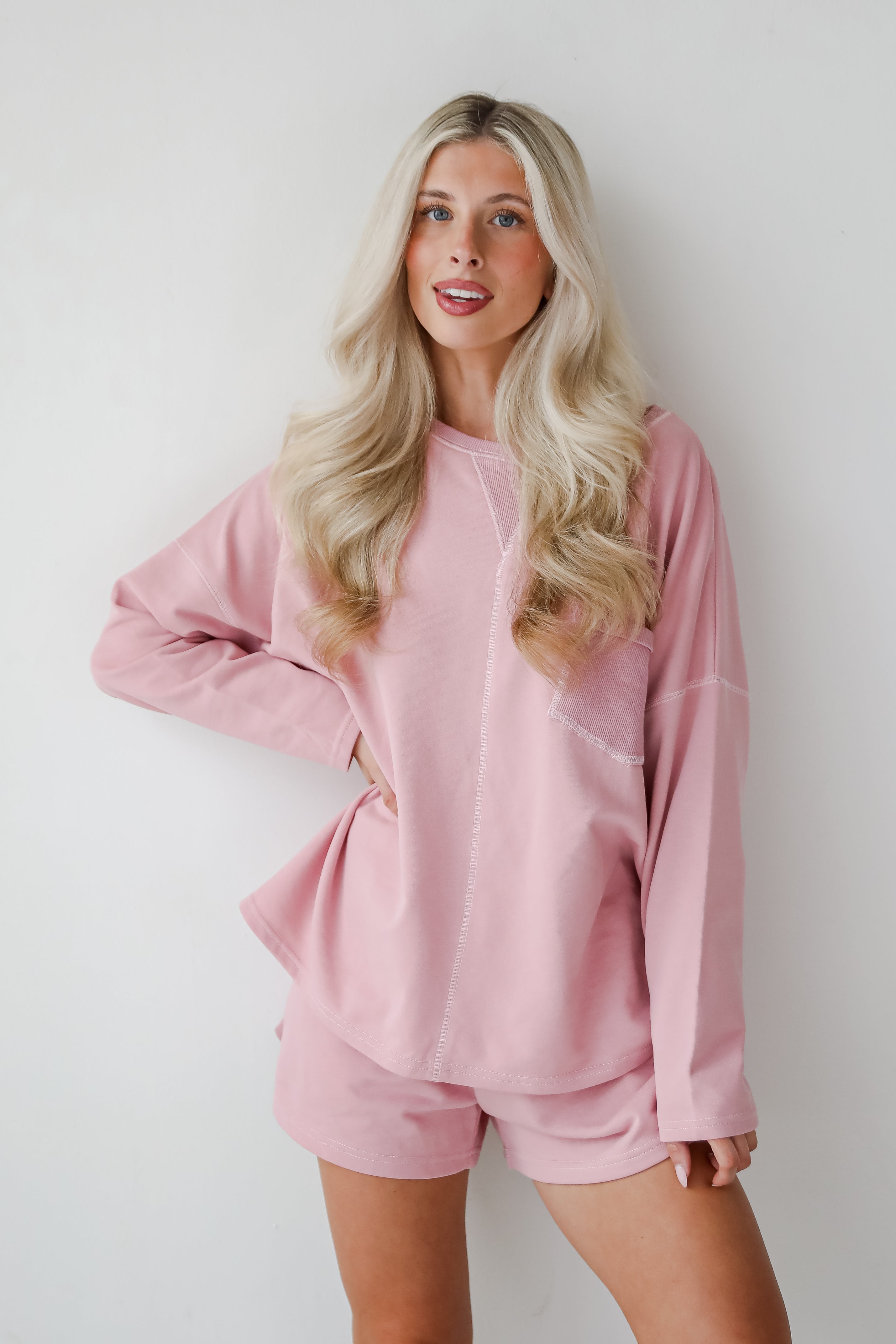 Relaxing Perfection Blush Long Sleeve Top
