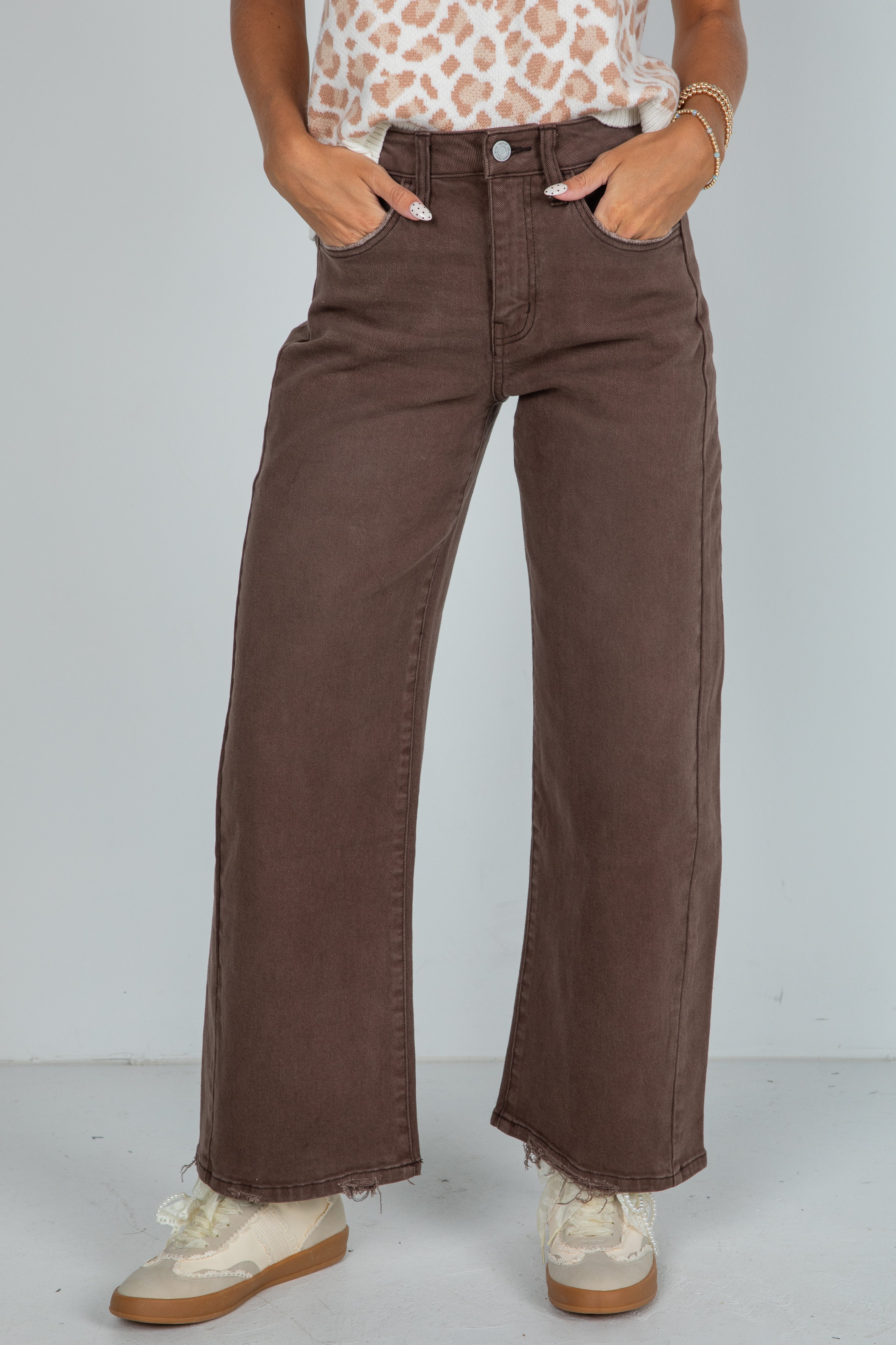 Cute Brown High-Rise Barrel Jeans Vervet Denim Dress Up